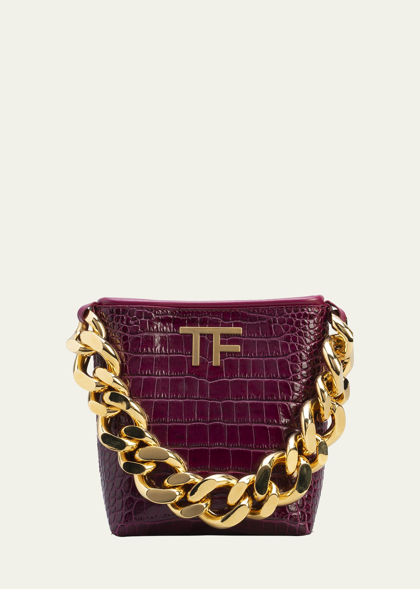 Tom Ford Carine Croc-Embossed Chain Shoulder Bag