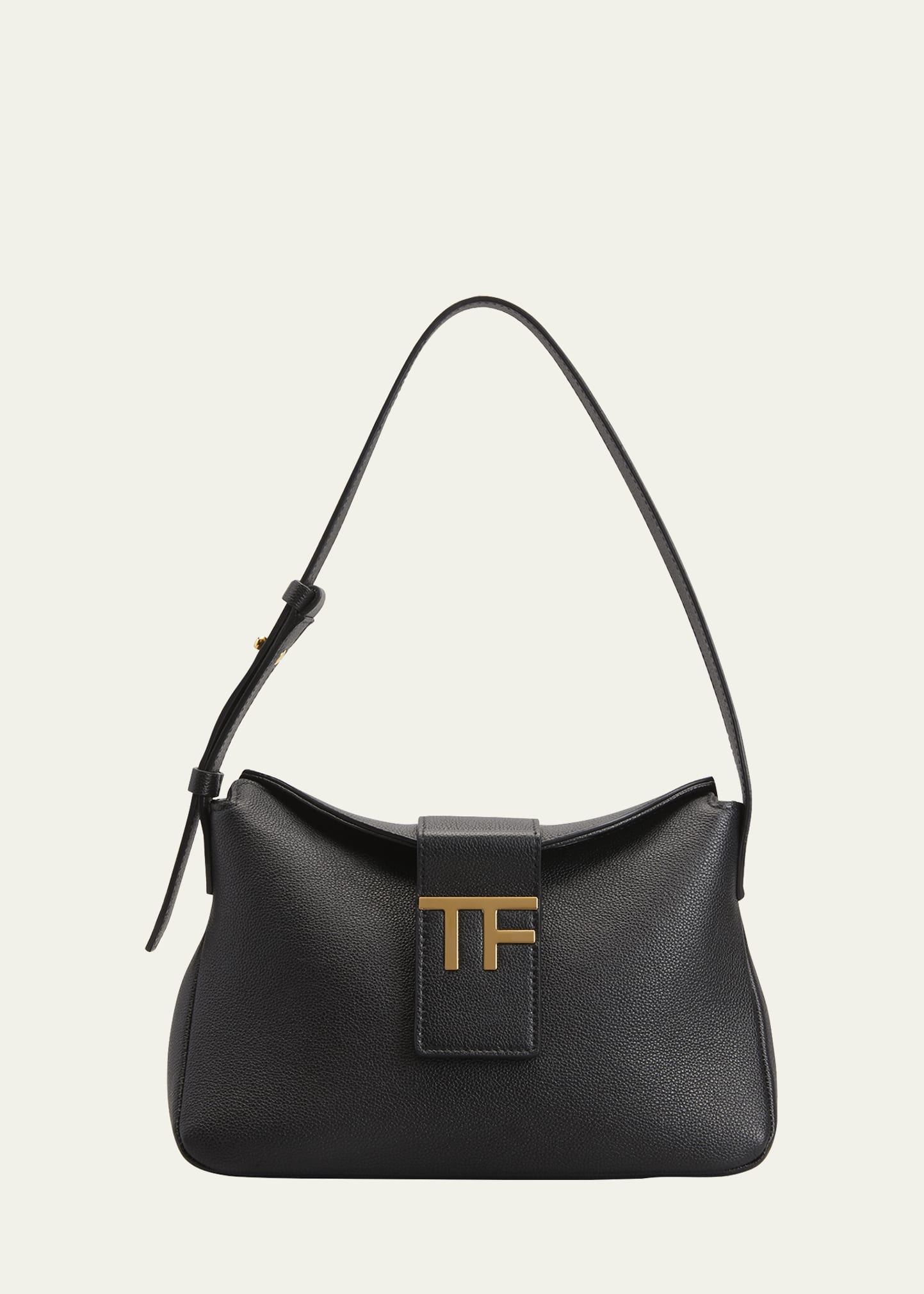 Tom Ford Tf Grain Leather Mini Hobo Bag In Black
