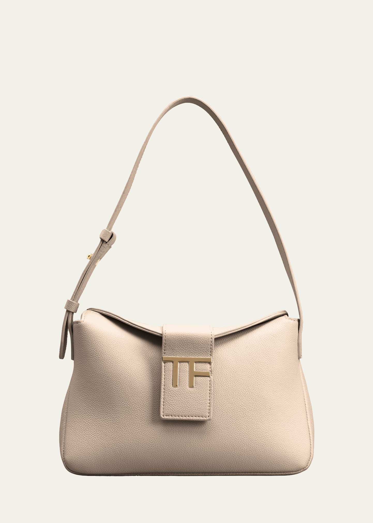 Shop Tom Ford Tf Mini Hobo In Grained Leather In Silk Taupe