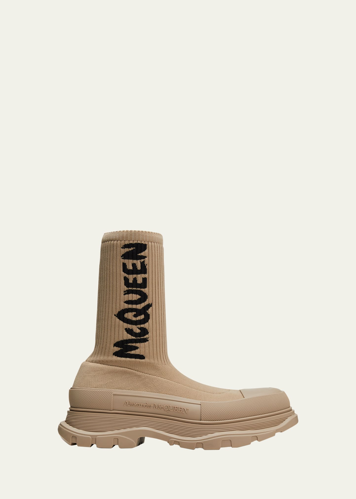 Alexander Mcqueen Alexander Mc Queen Graffiti Tread Slick Boots In Khaki Multi