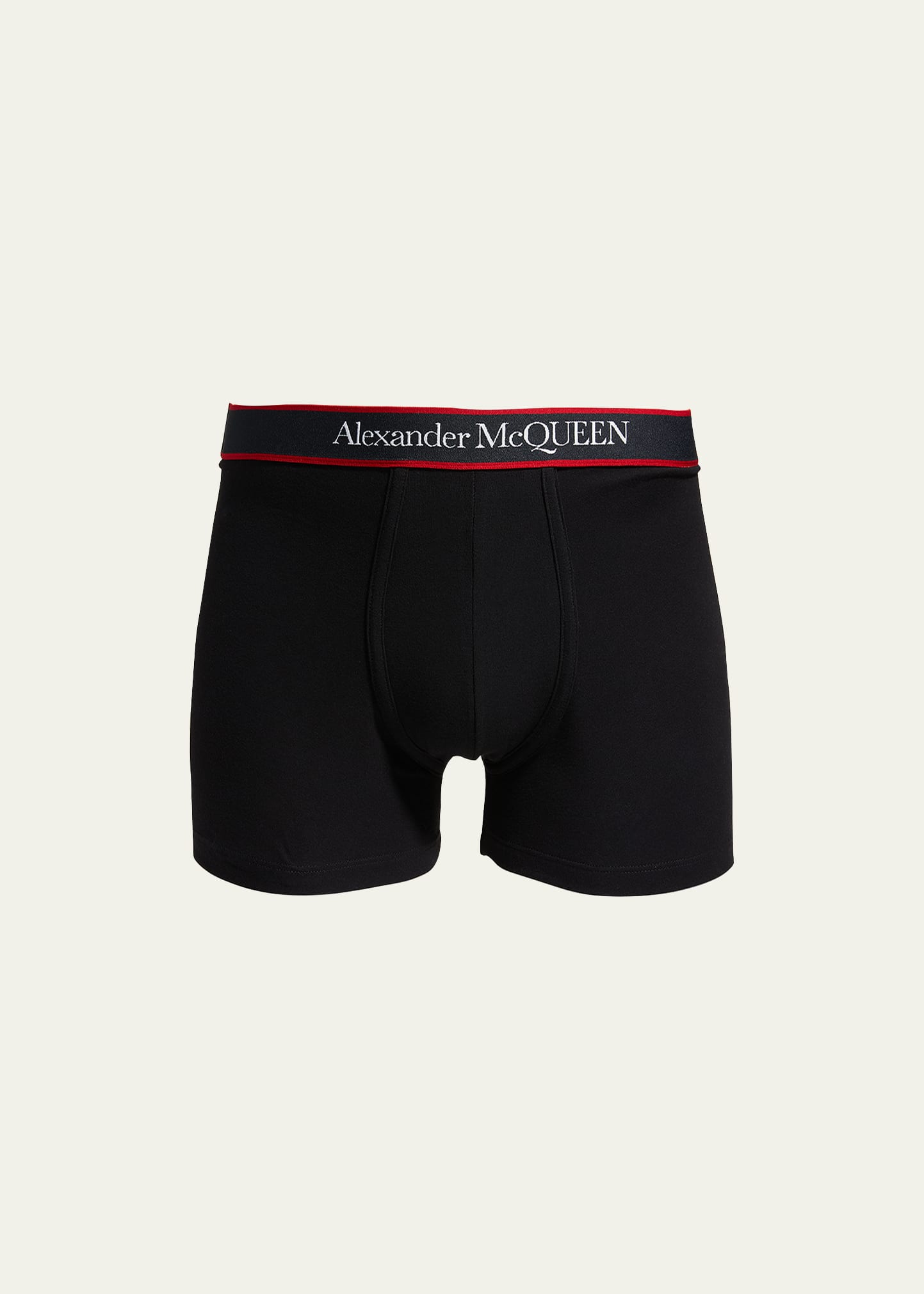Alexander Mcqueen Men's Unselvedge Cotton-stretch Logo Boxer Brief In Black