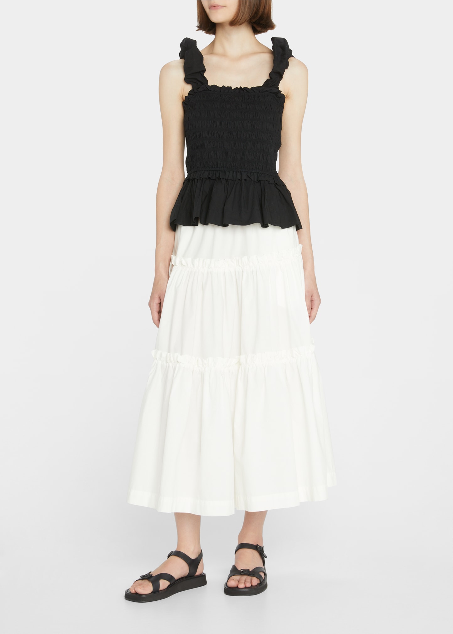 Sea Sloane Sleeveless Smocked Top In Black In Blk