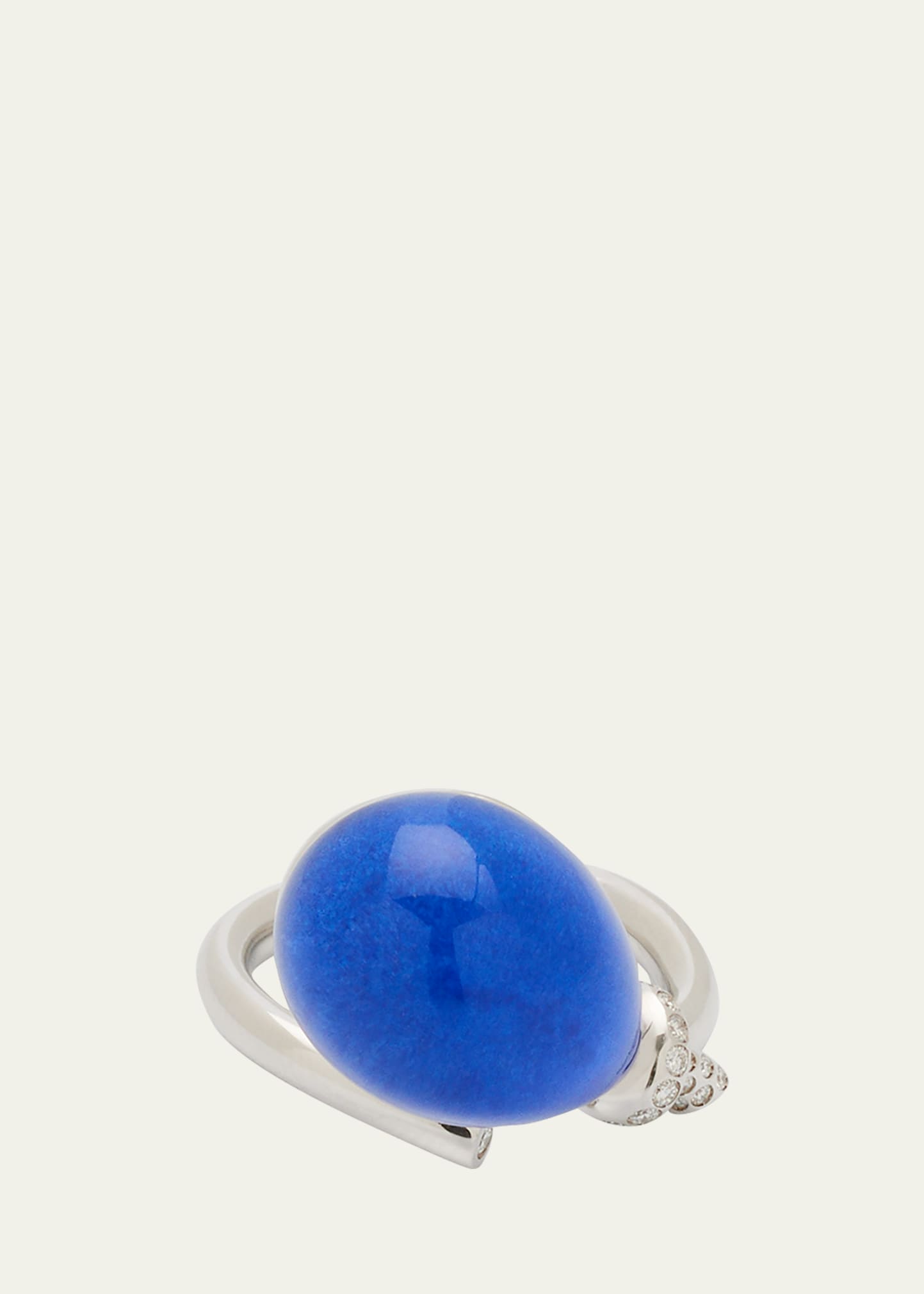 Palloncini Mini Ring in White Gold Diamonds, Rock Crystal and Lapis