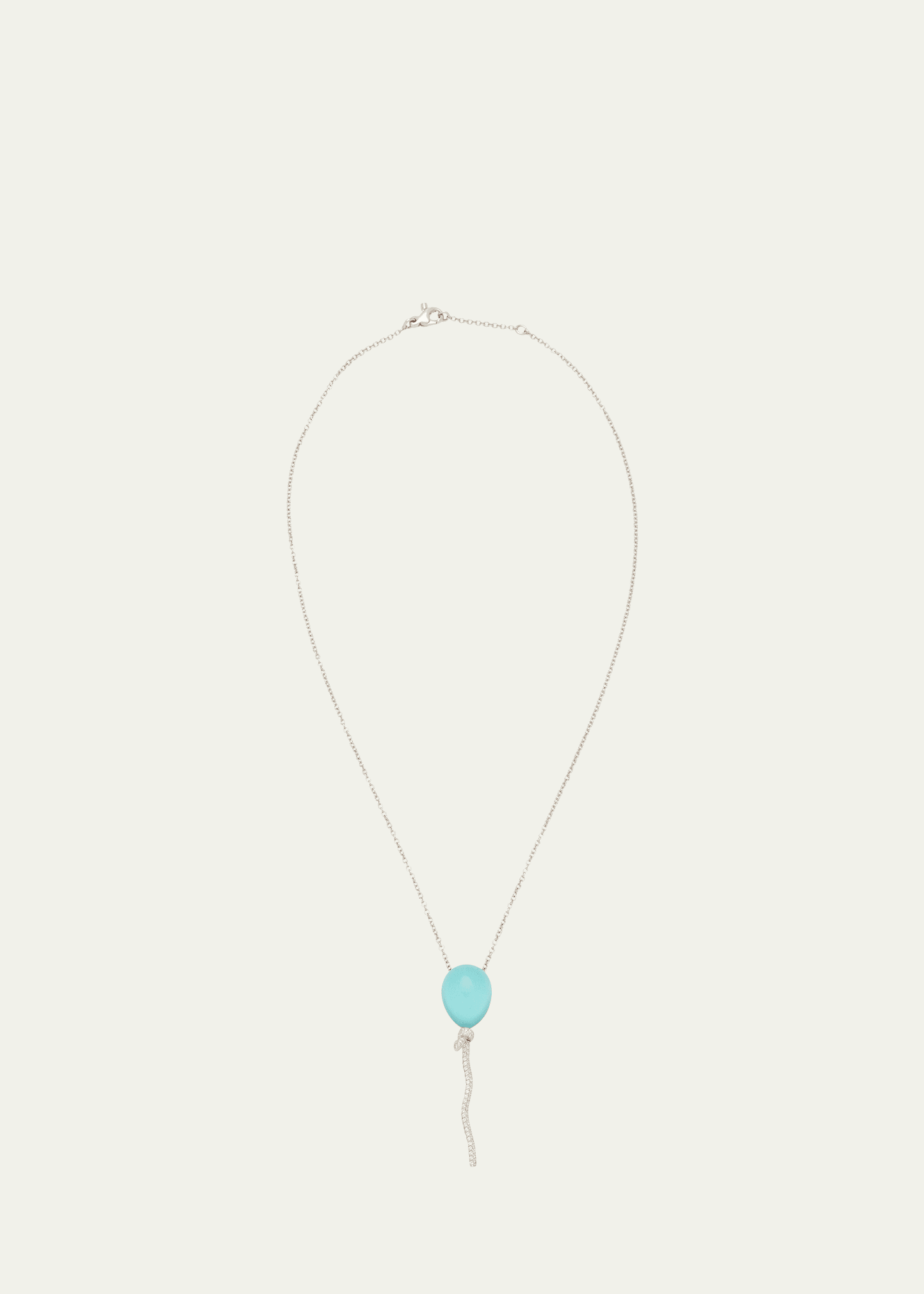 Palloncini Mini Pendant Necklace in White Gold Diamonds, Rock Crystal and Turquoise