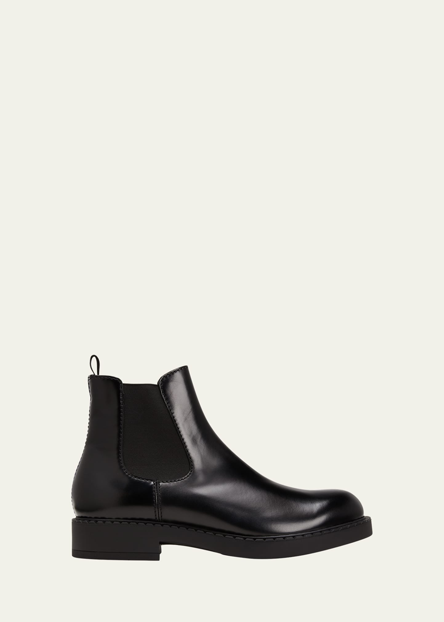 Shop Prada Men's Leather Chelsea Boots In Black