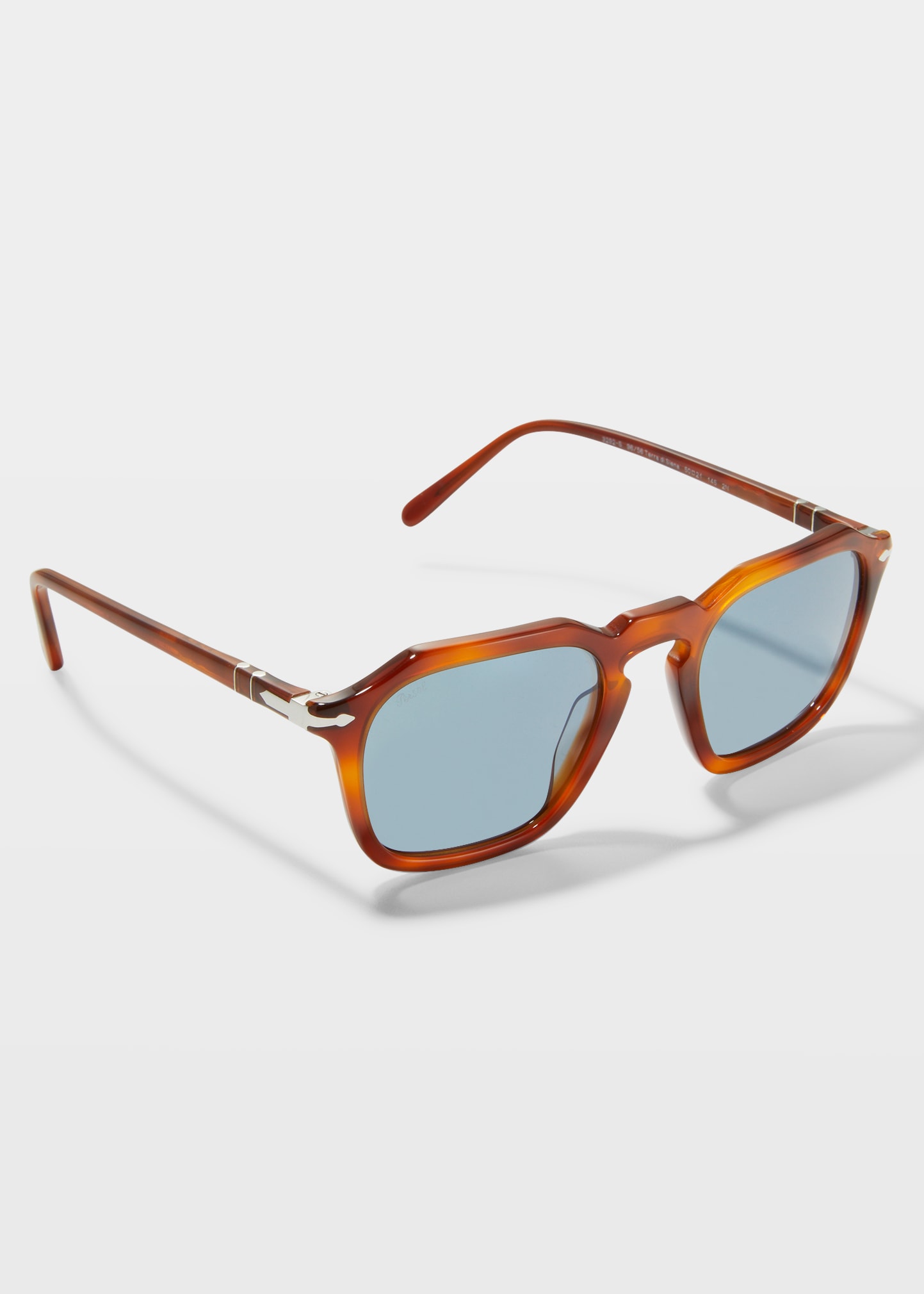 PERSOL MEN'S SUN 50 KEYHOLE-BRIDGE SQUARE SUNGLASSES