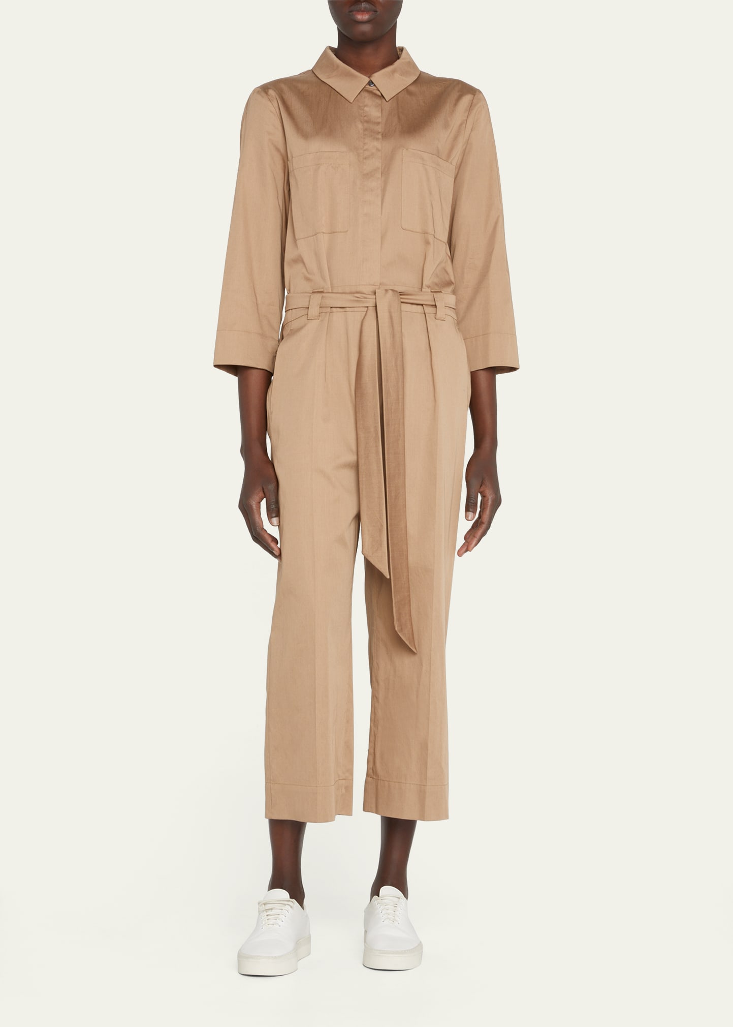 Max Mara Nepal Belted Crop Jumpsuit In Brown Bronze ModeSens