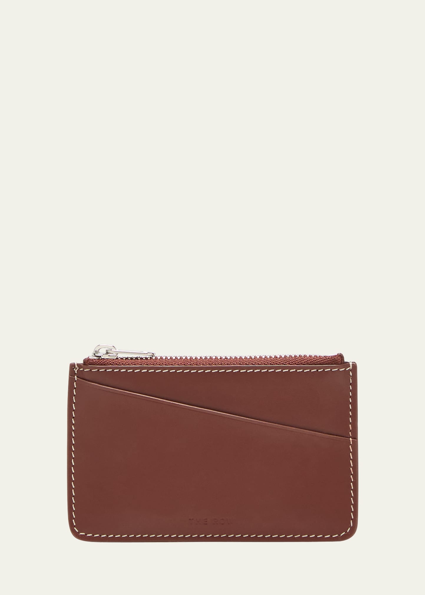 The Row Zip Wallet In Calf Leather In Cherry Wood