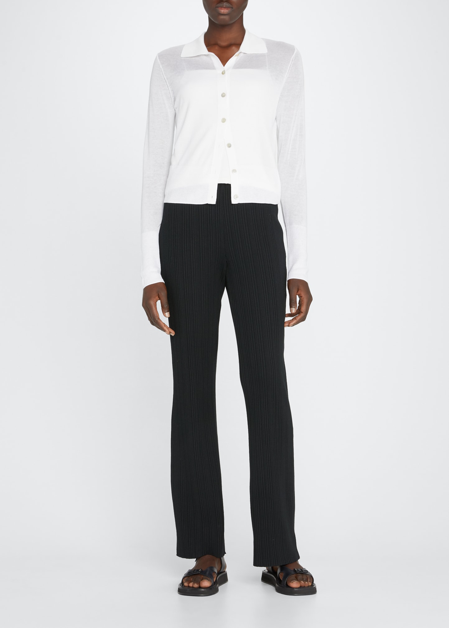 Vince Collared Slim-fit Button-front Cotton Shirt In Optic White