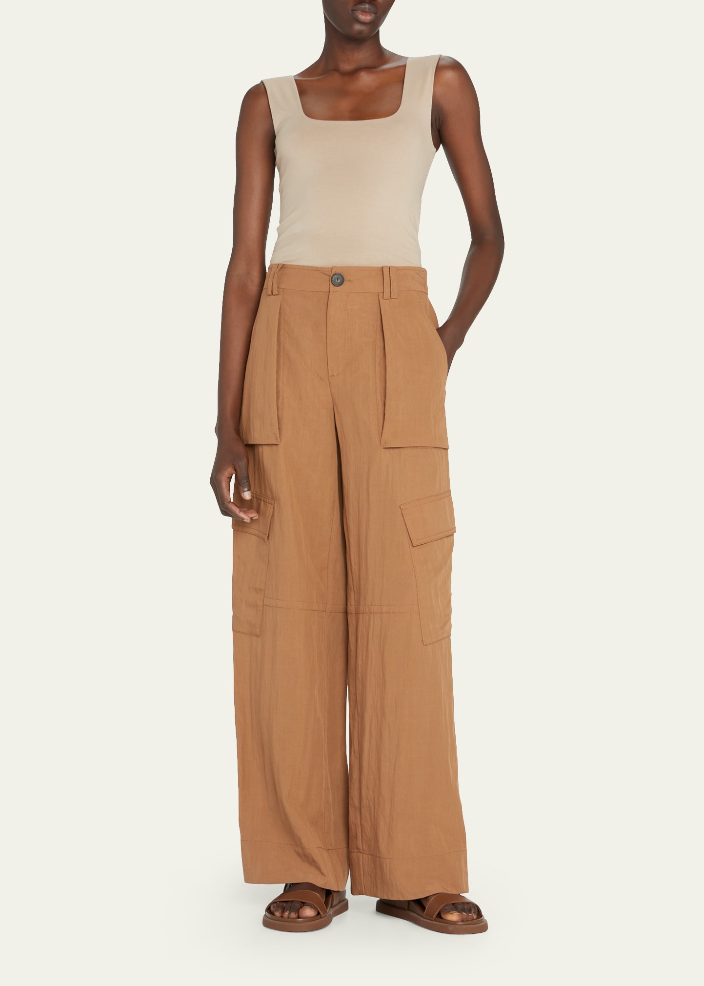 Vince Wide-leg Tencel Cargo Pants In Hazelnut | ModeSens