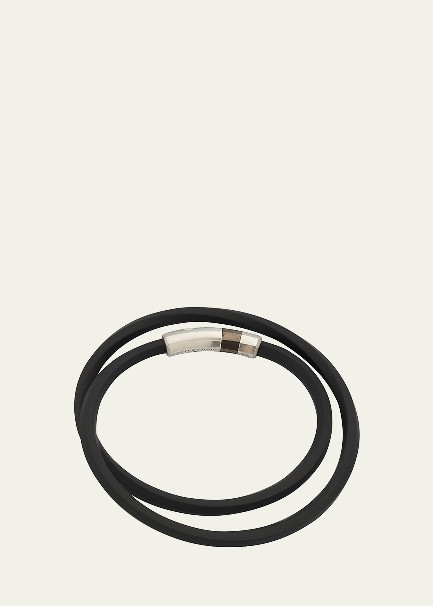 Shop Tateossian Men's Double-wrap Rubber Bracelet In Black