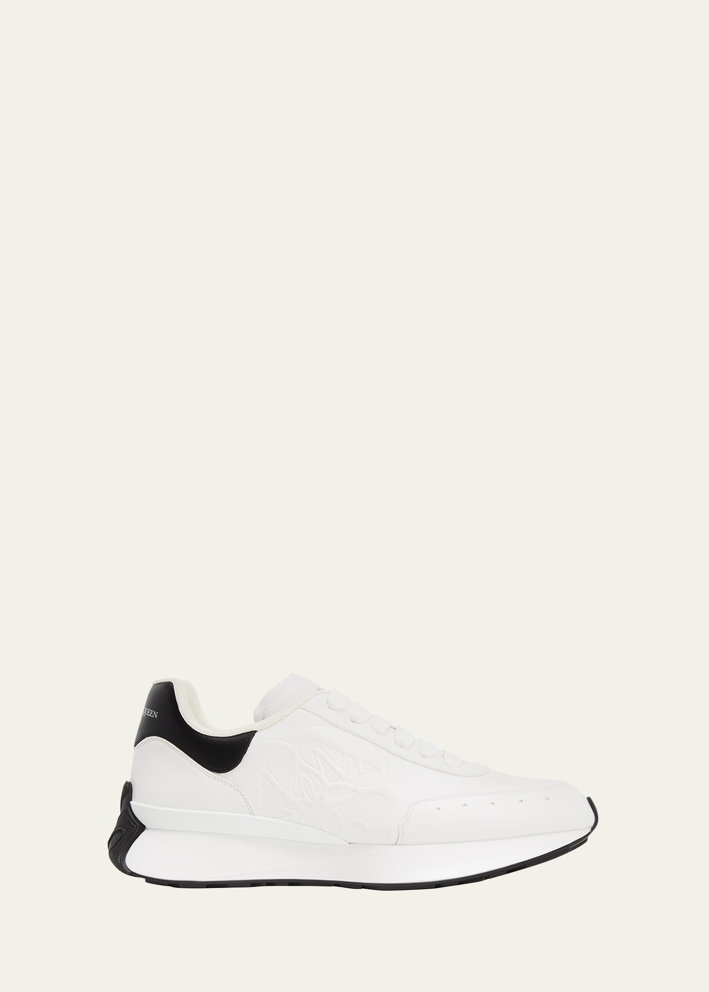 Alexander Mcqueen Calfskin Low-top Sneakers Paneled Curvy Sole In White/black