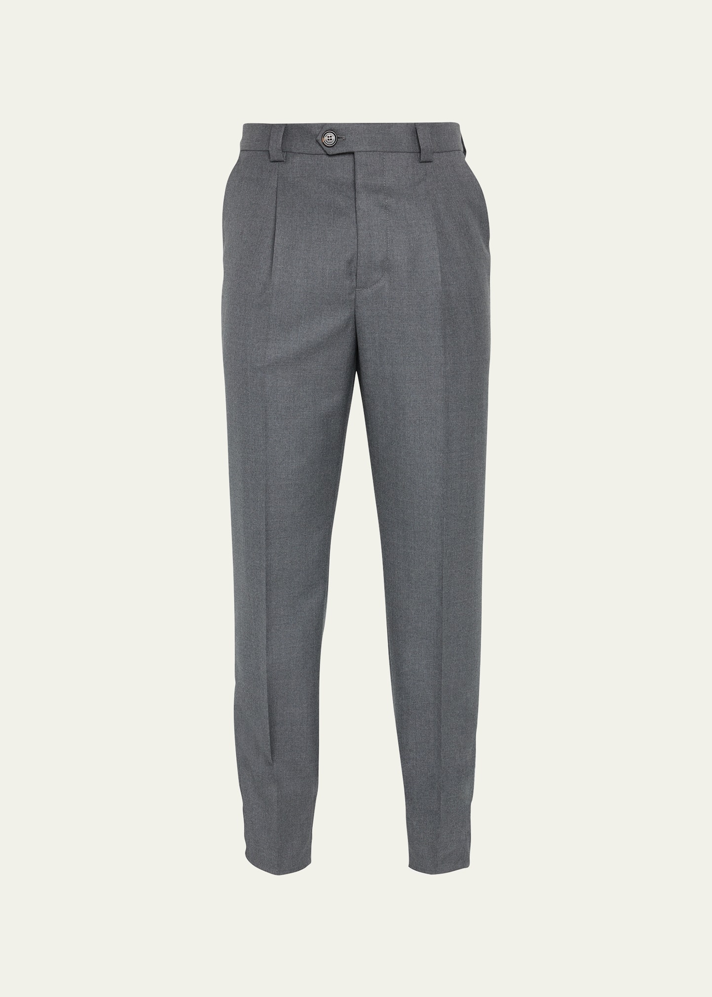 Brunello Cucinelli Men's Wool Pleated Dress Pants In Grey