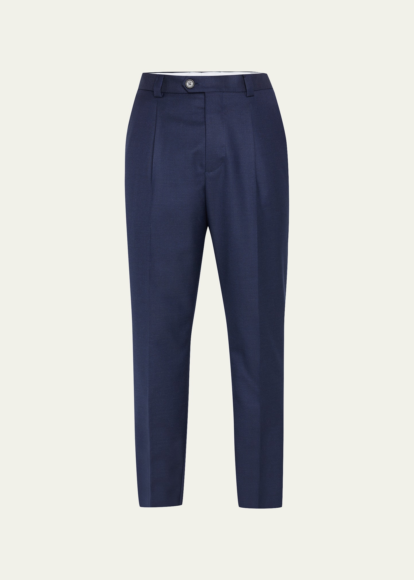 Brunello Cucinelli Men's Wool Pleated Dress Pants In Navy