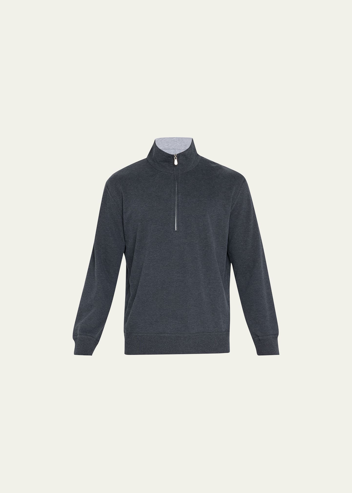 Brunello Cucinelli Men's Quarter-zip Cotton-stretch Sweater In Anthracite