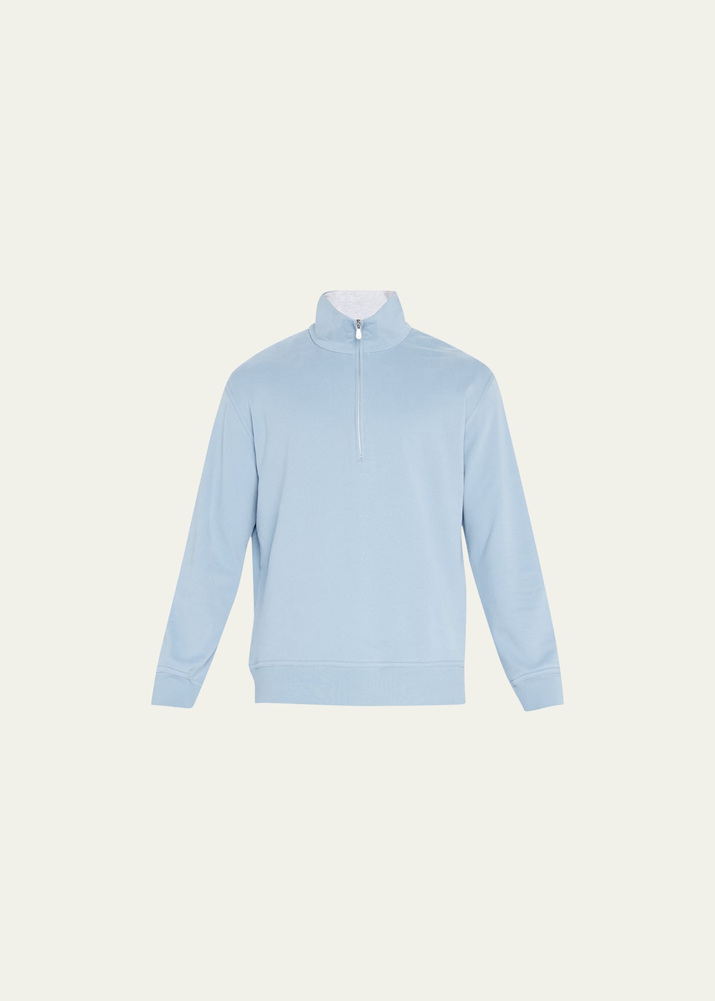 Brunello Cucinelli Men's Quarter-zip Cotton-stretch Sweater In Cornflower