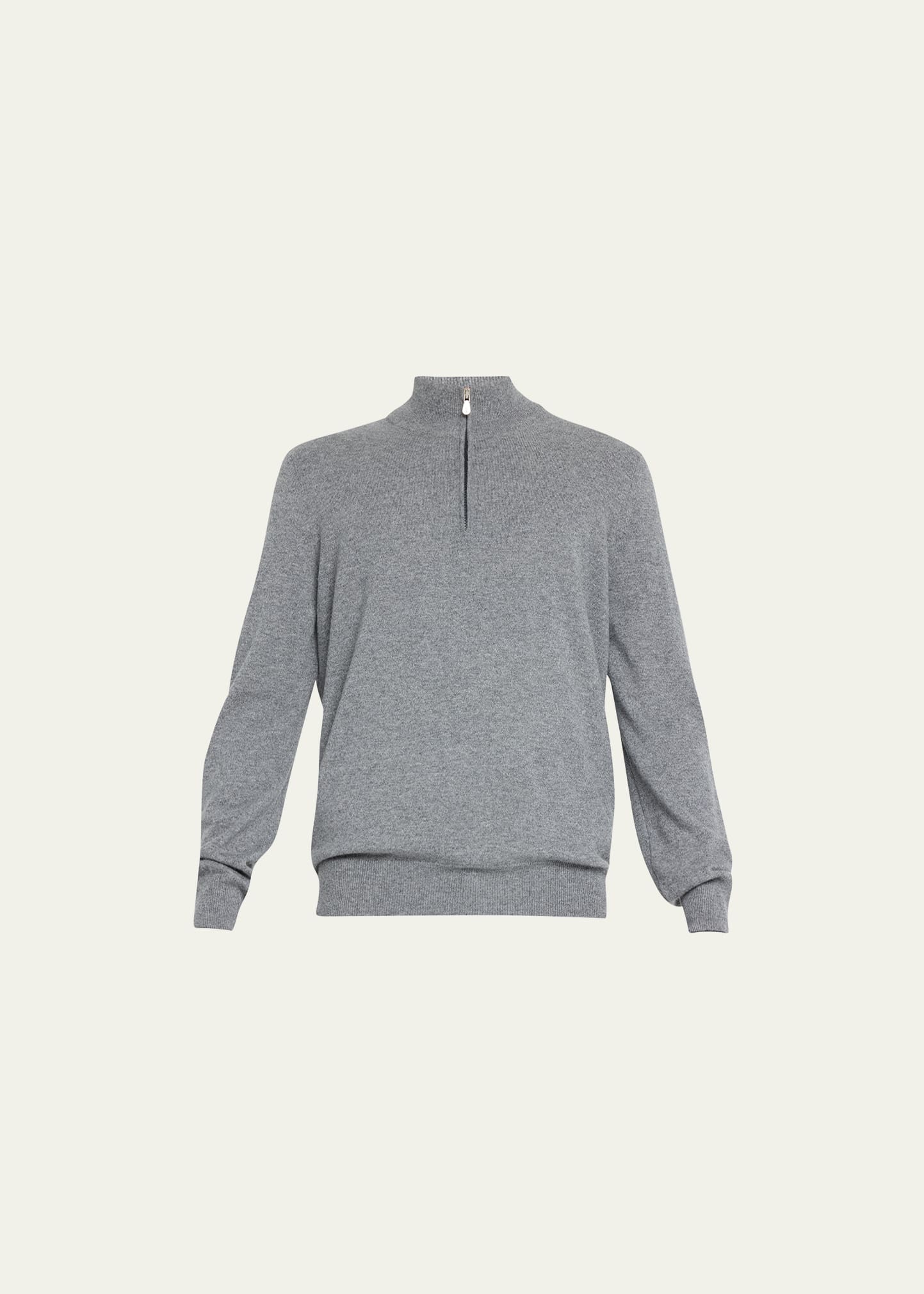 Brunello Cucinelli Men's Wool & Cashmere Quarter Zip Sweater In Dark Grey