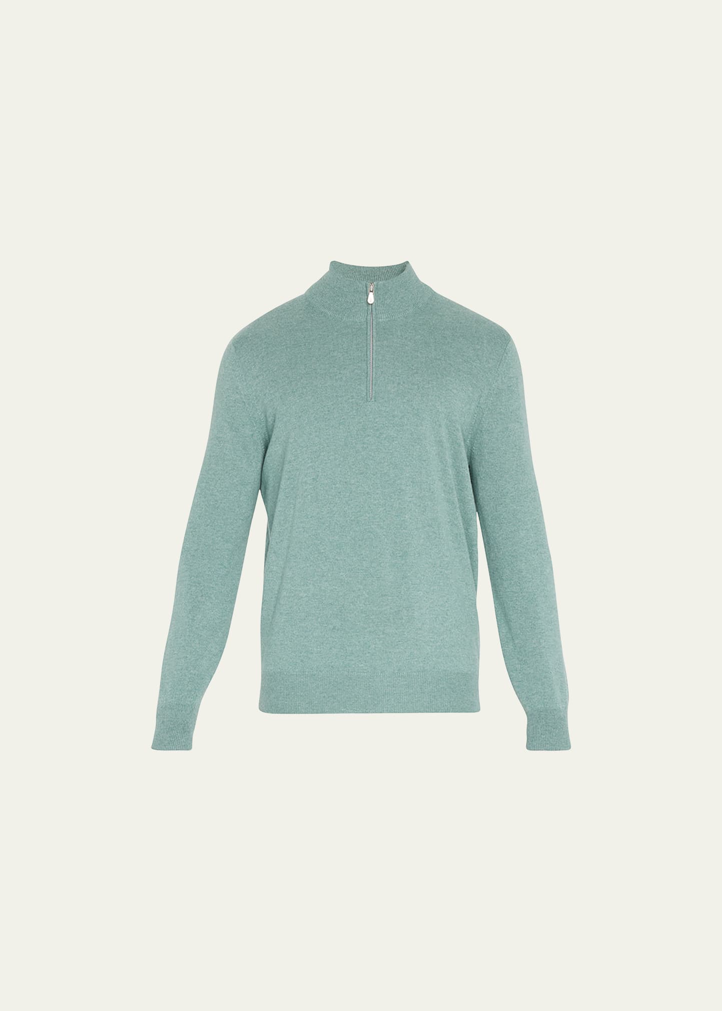 Brunello Cucinelli Men's Cashmere Quarter-zip Sweater In Green