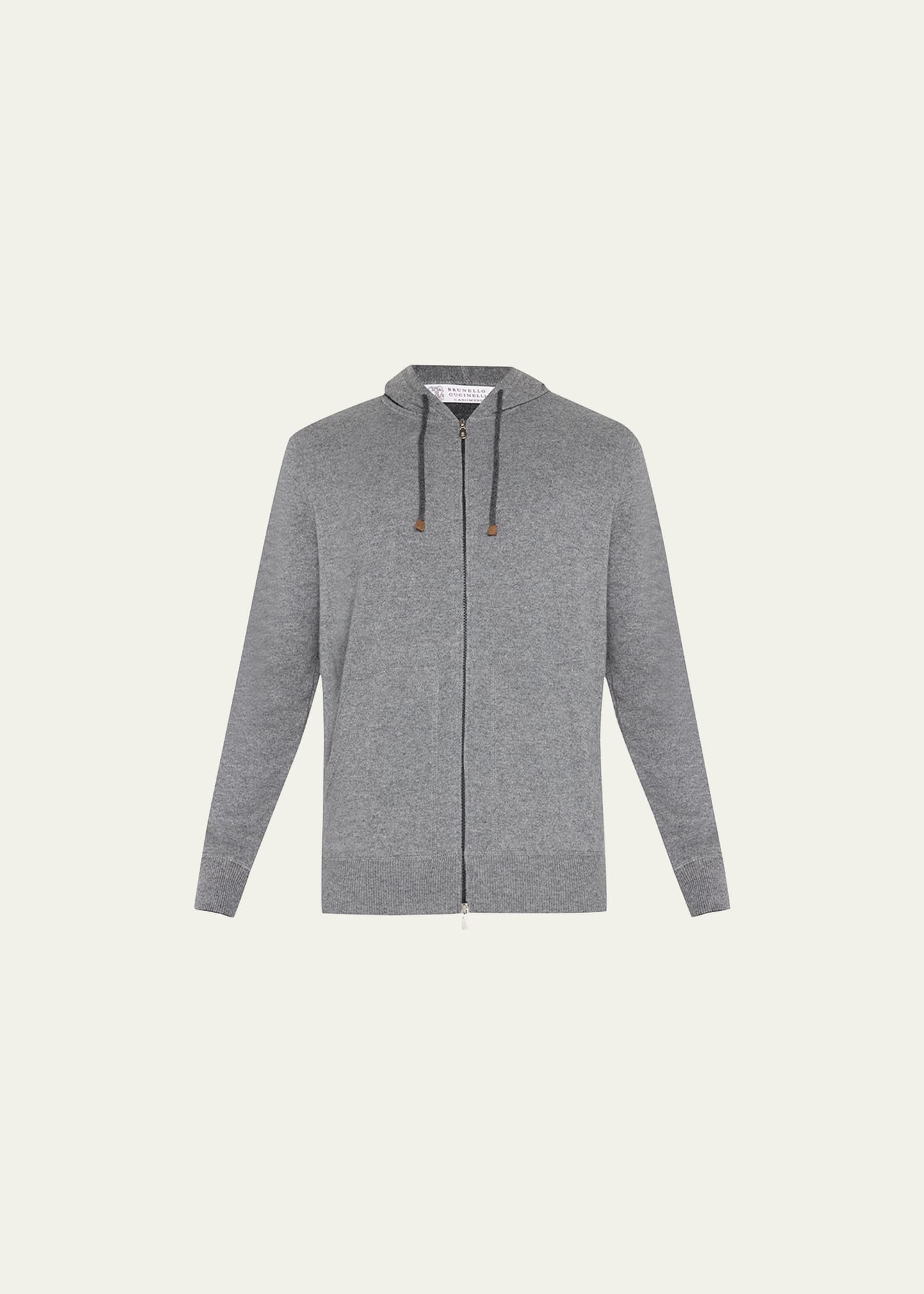 Shop Brunello Cucinelli Men's Cashmere Full-zip Hoodie In Medium Grey