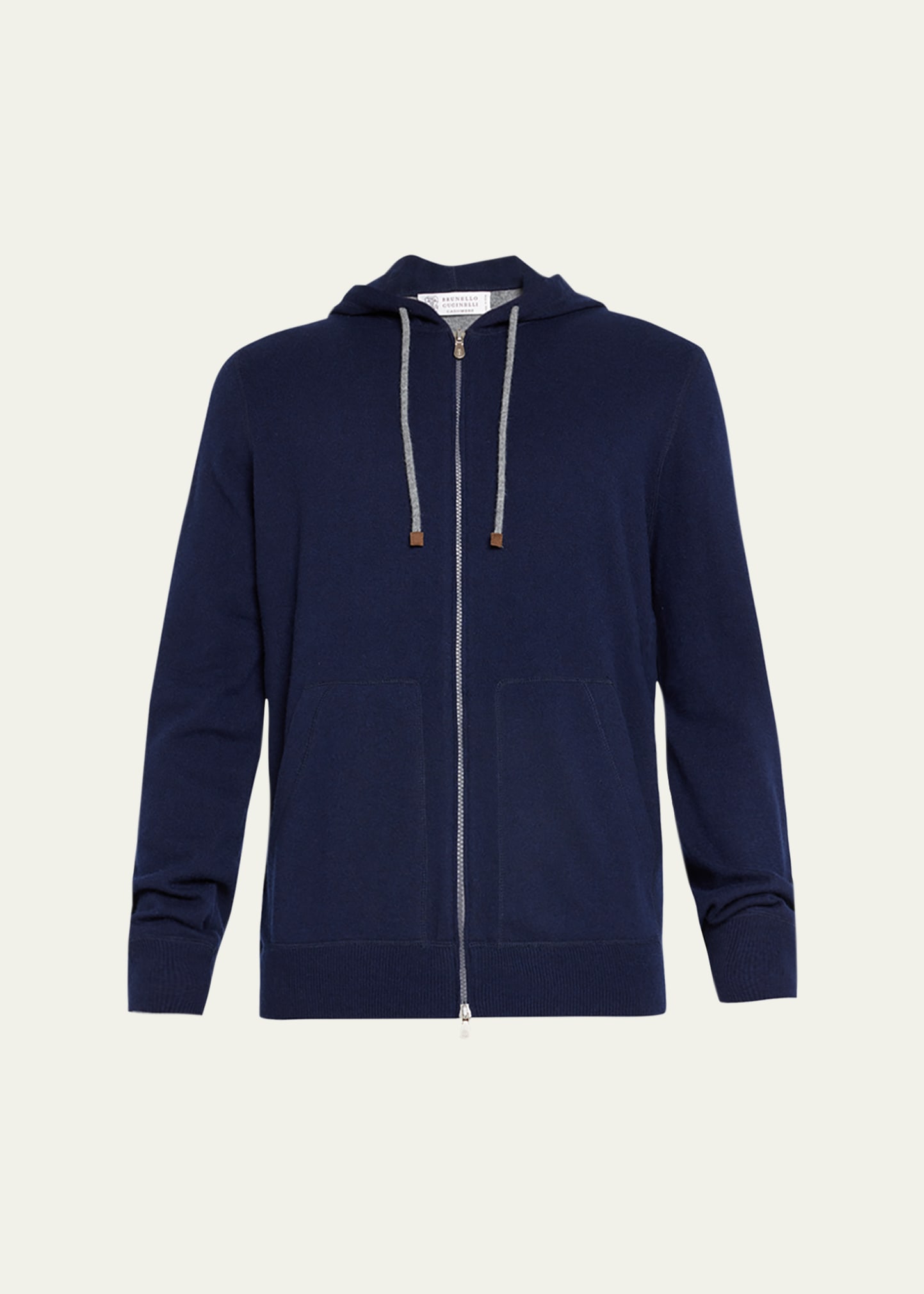 Brunello Cucinelli Men's Cashmere Two-way Zip Hoodie In Navy