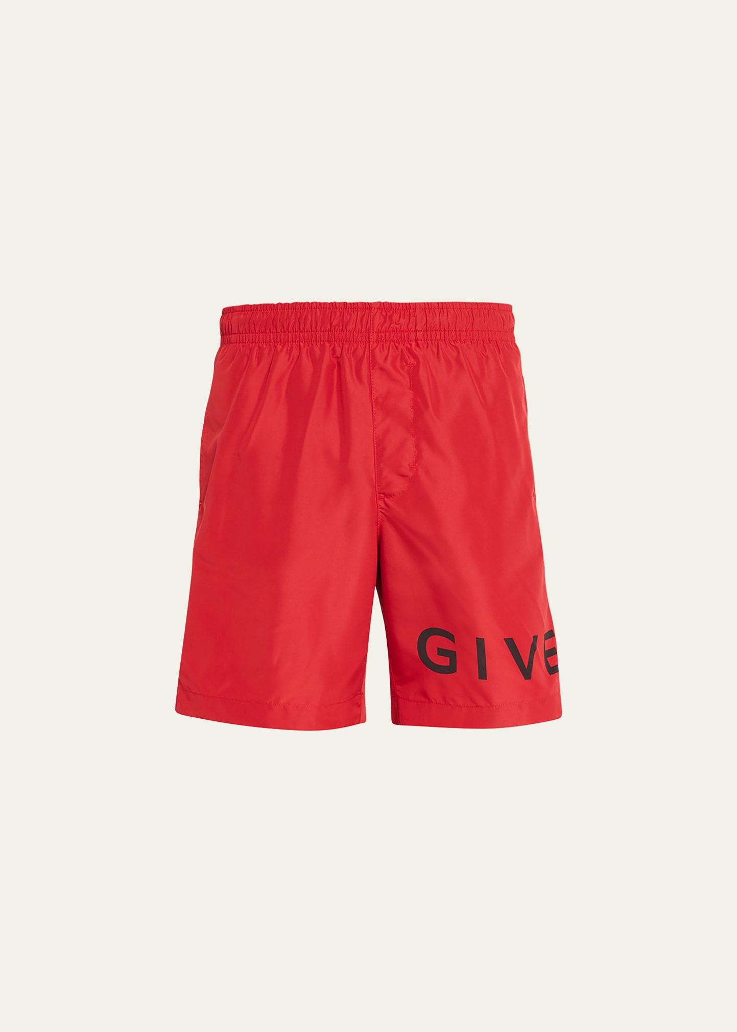 Givenchy Men's Long Logo Swim Shorts In Vermillon