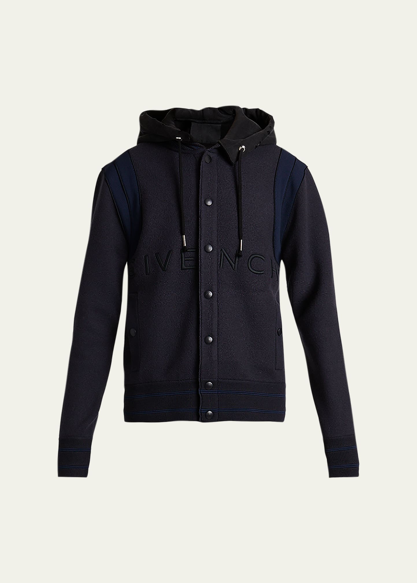 Givenchy Men's Hooded Embroidered Varsity Jacket In Black