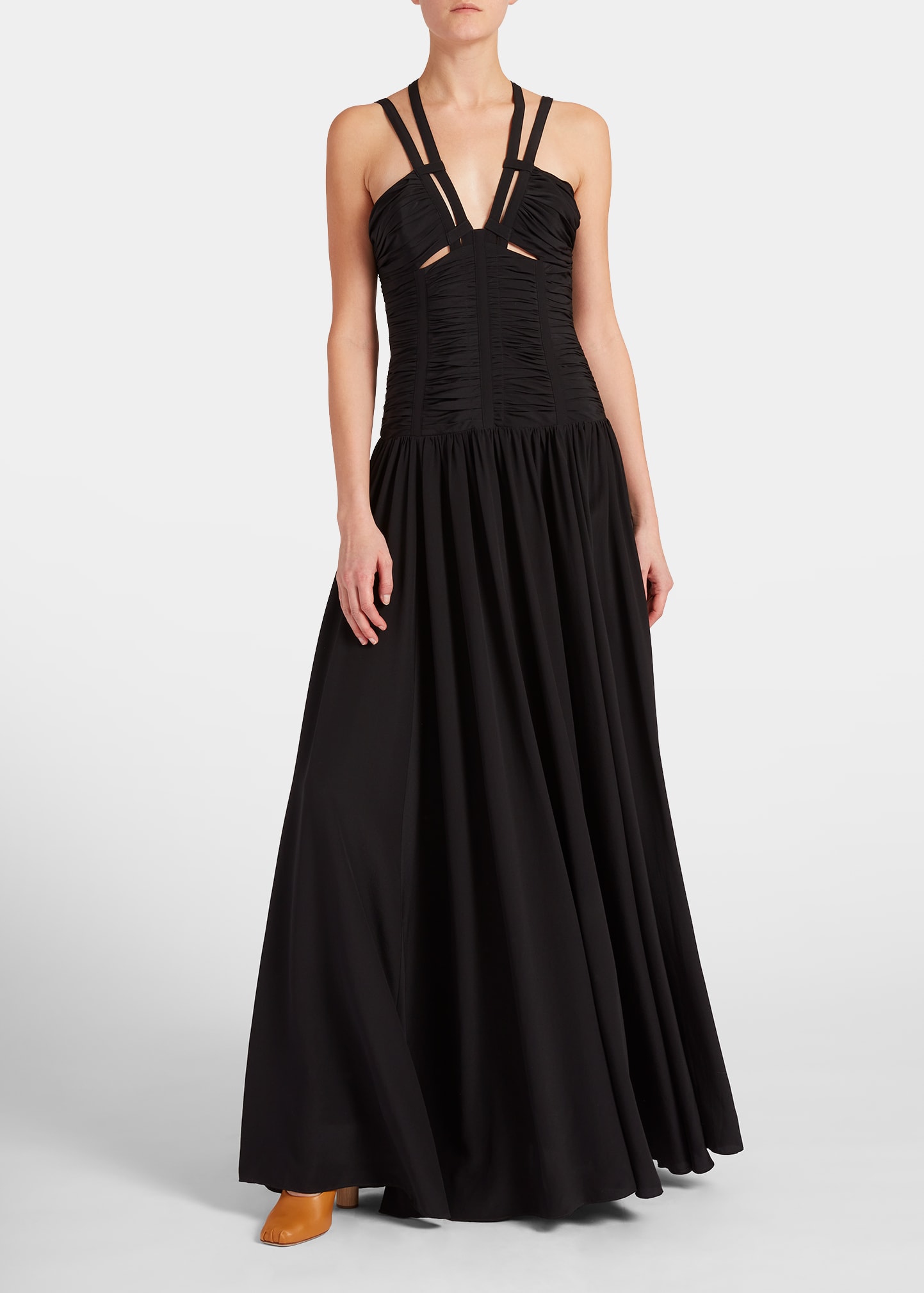 Ulla Johnson Anya Gathered Dropped Waist Gown In Noi Noir