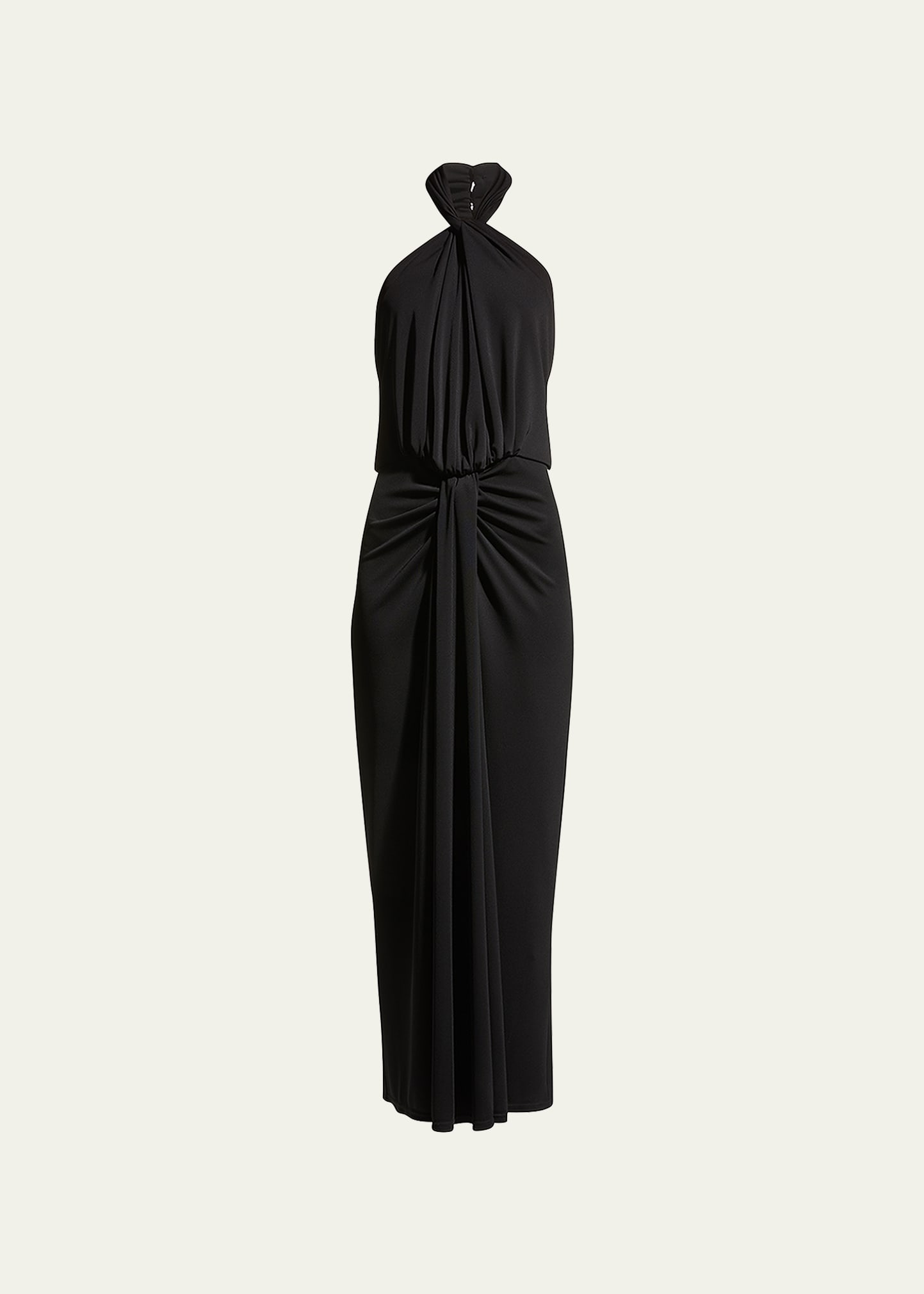 Shop Cinq À Sept Kaily Twisted Jersey Halter Maxi Dress In Black