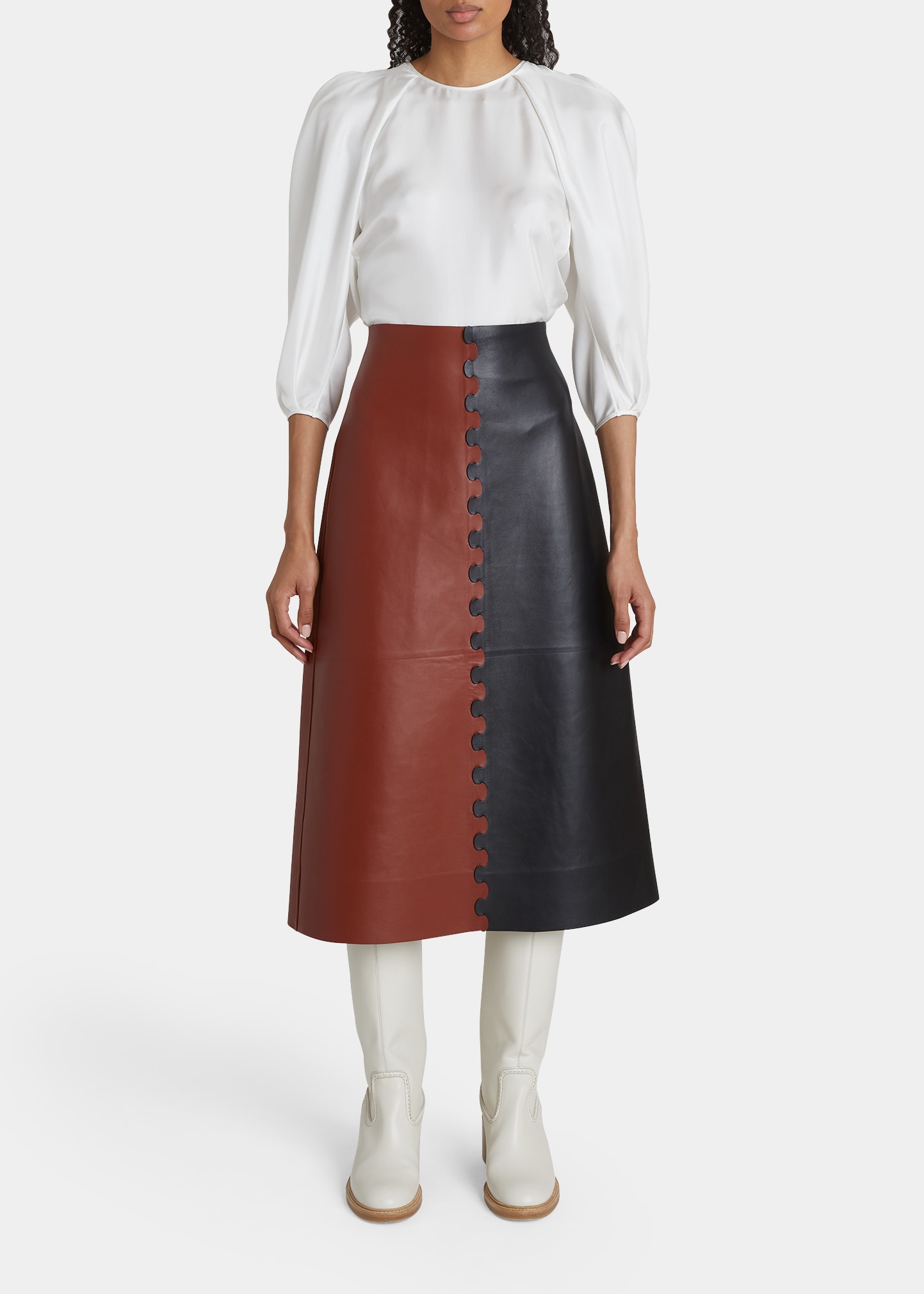 Chloé calf leather jumper skirt.