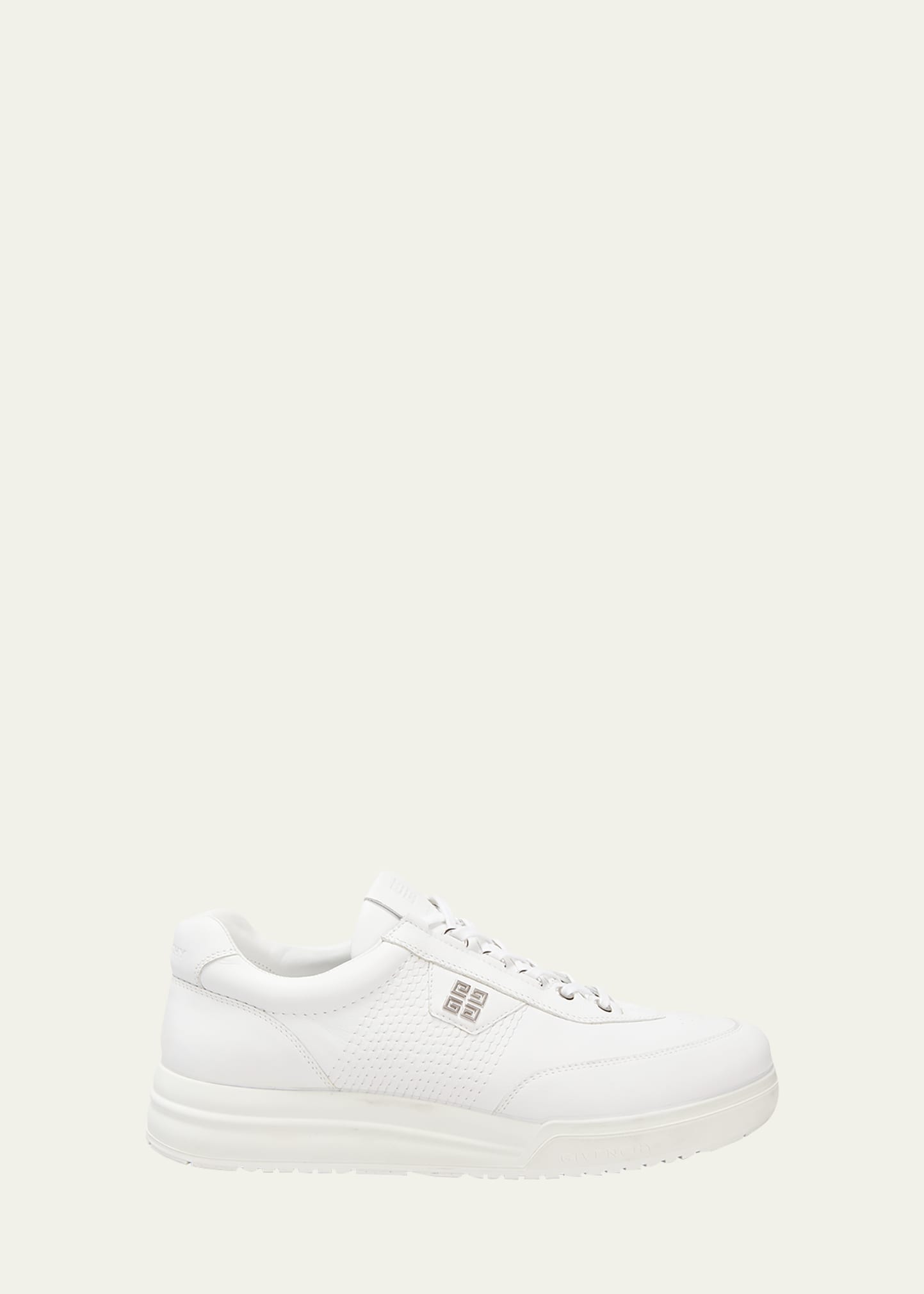 Men's Leather 4g-logo Low-top Sneakers In White