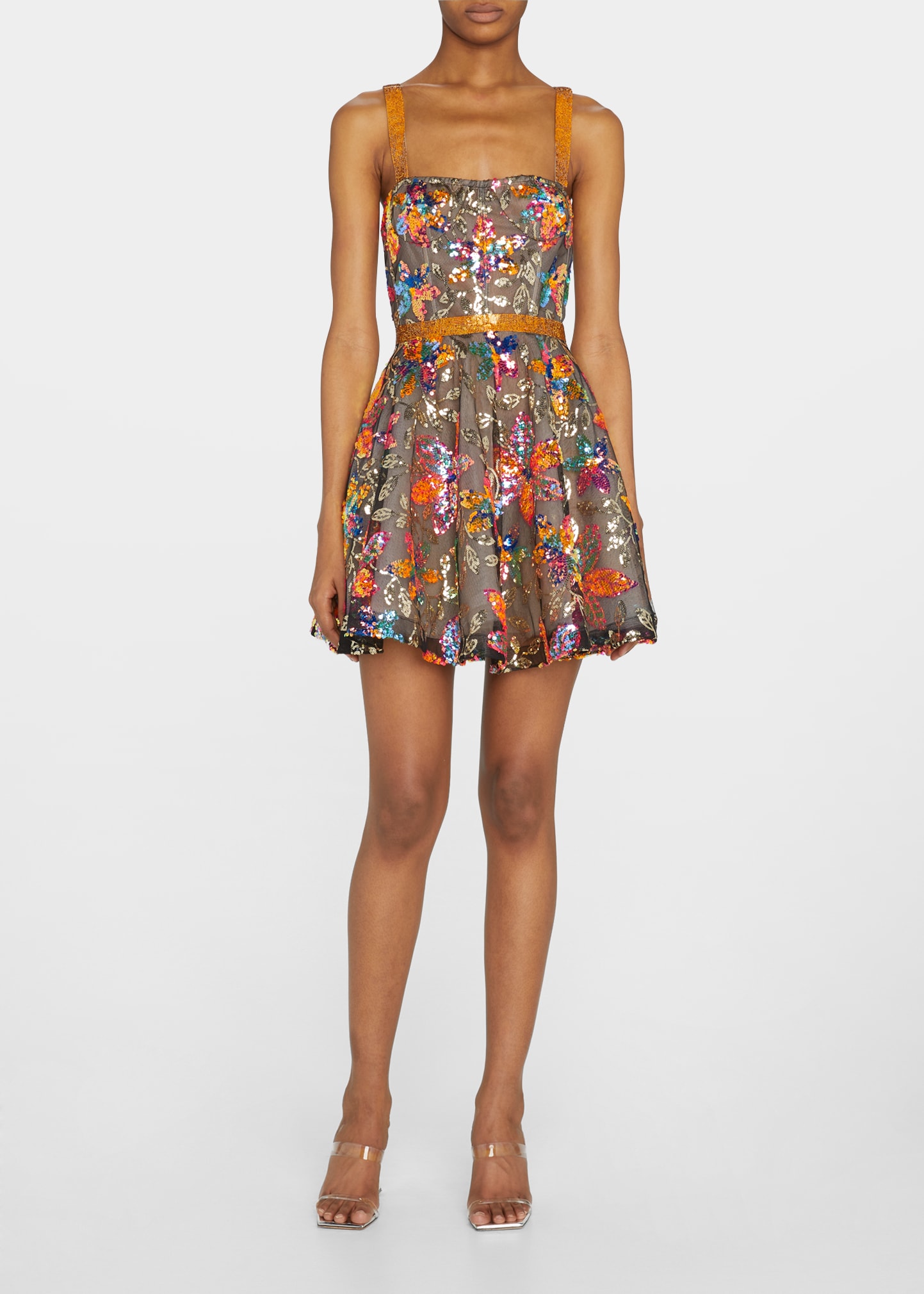 Bronx and Banco Mademoiselle Floral Sequin Fit-&-Flare Dress
