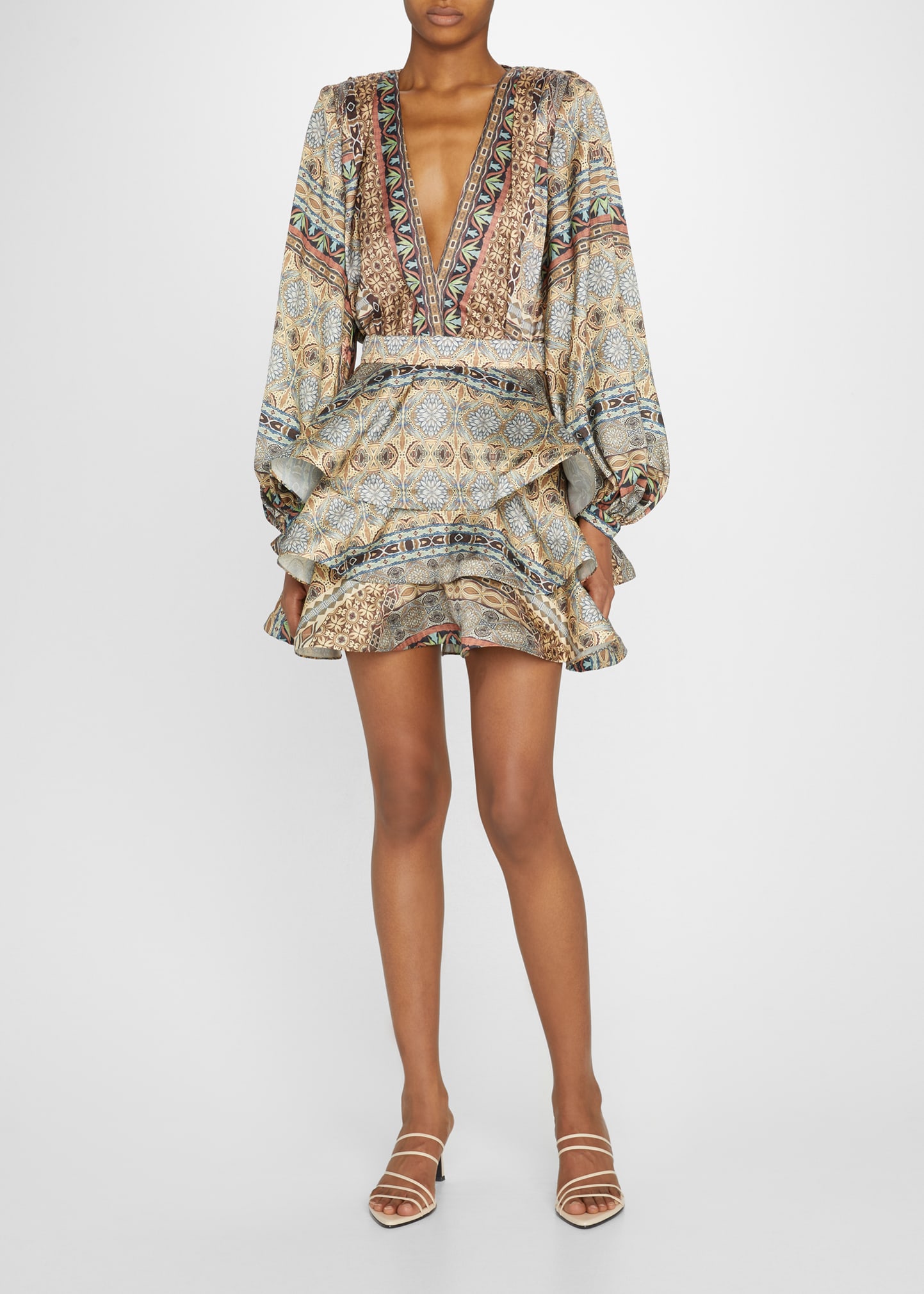 Bronx and Banco Bedouin Paisley-Print Tiered Mini Dress