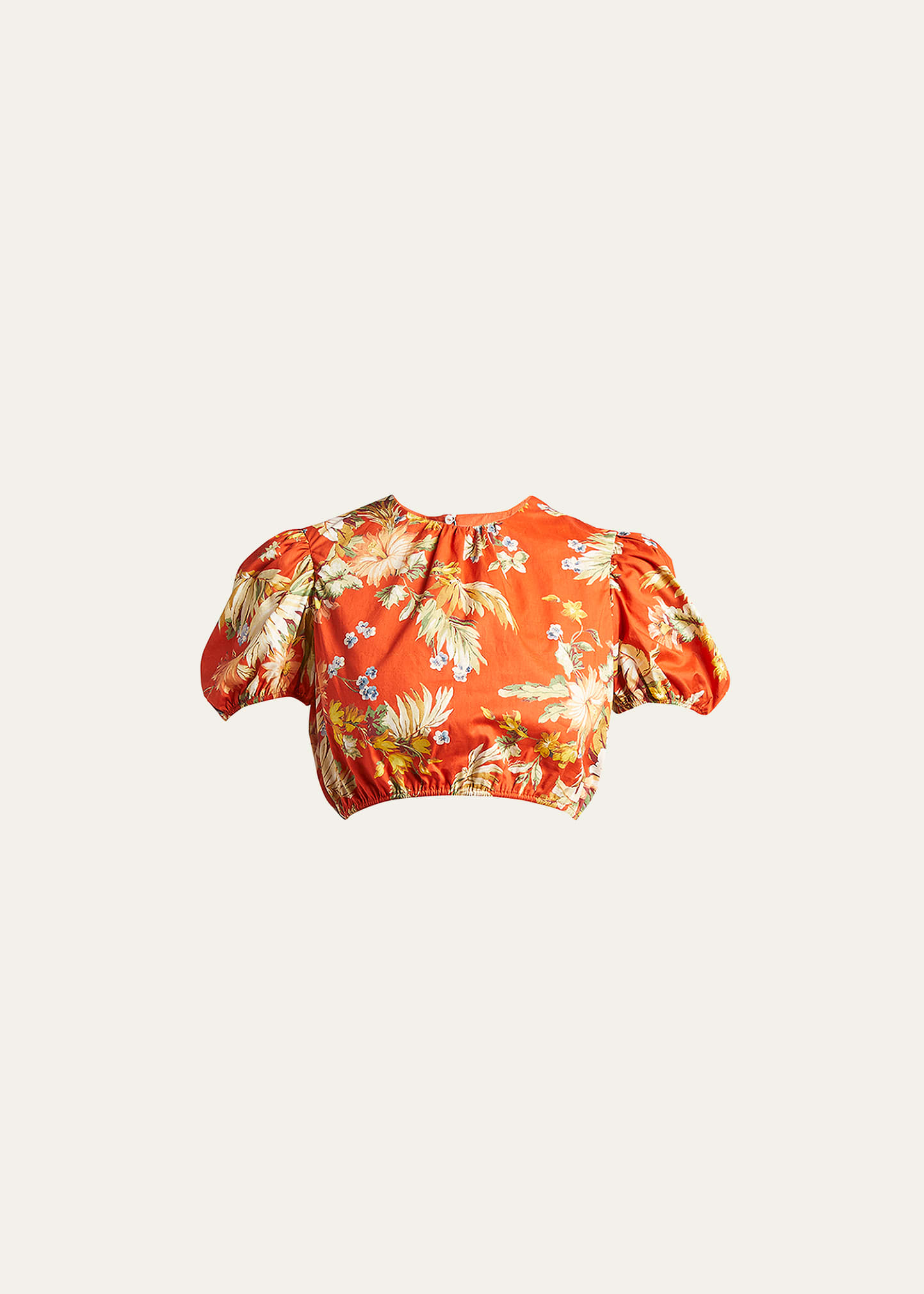 Erdem Hydra Cropped Floral-print Cotton-poplin Top In Rust