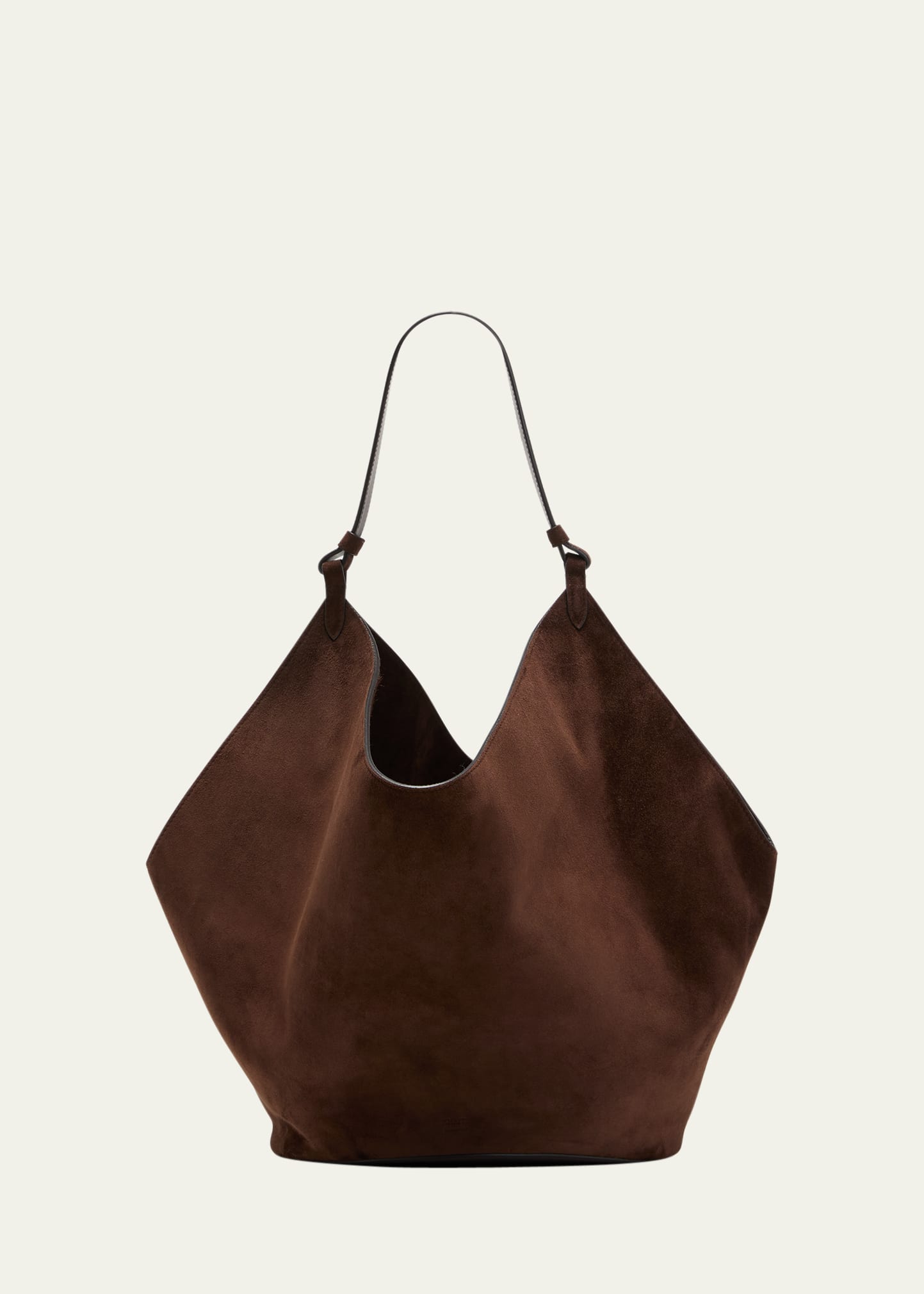 Khaite Medium Lotus Suede Tote In Coffee