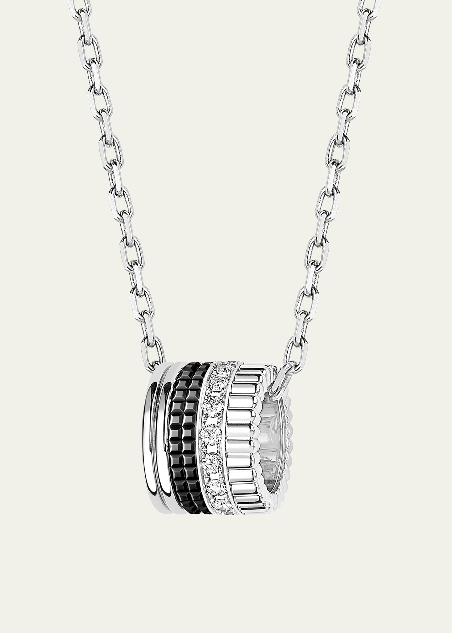 18K White Gold Quatre Black Edition Pendant Necklace with Diamonds and Black PVD, Large Model