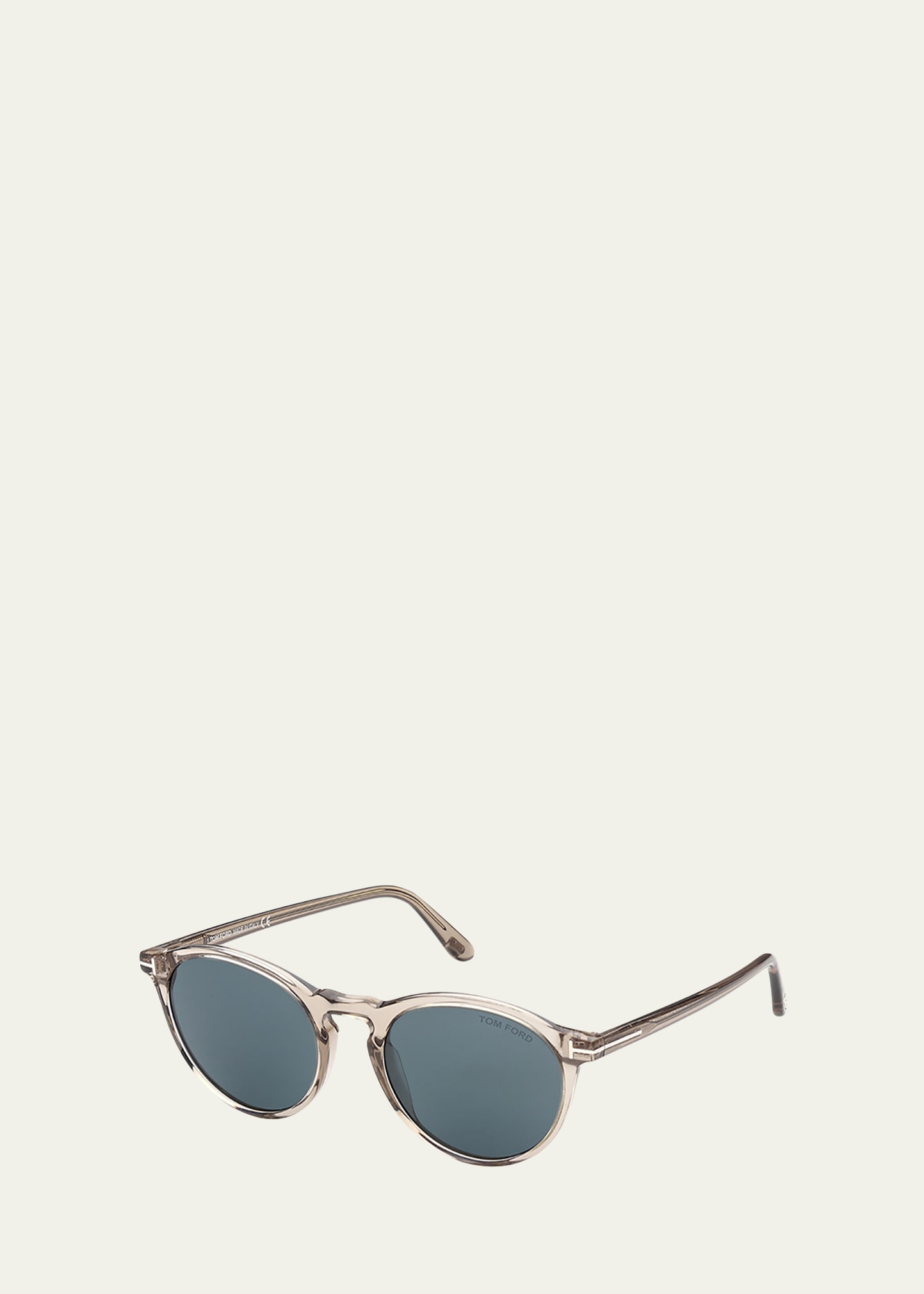 Tom Ford Round Acetate Sunglasses In Beige / Blue