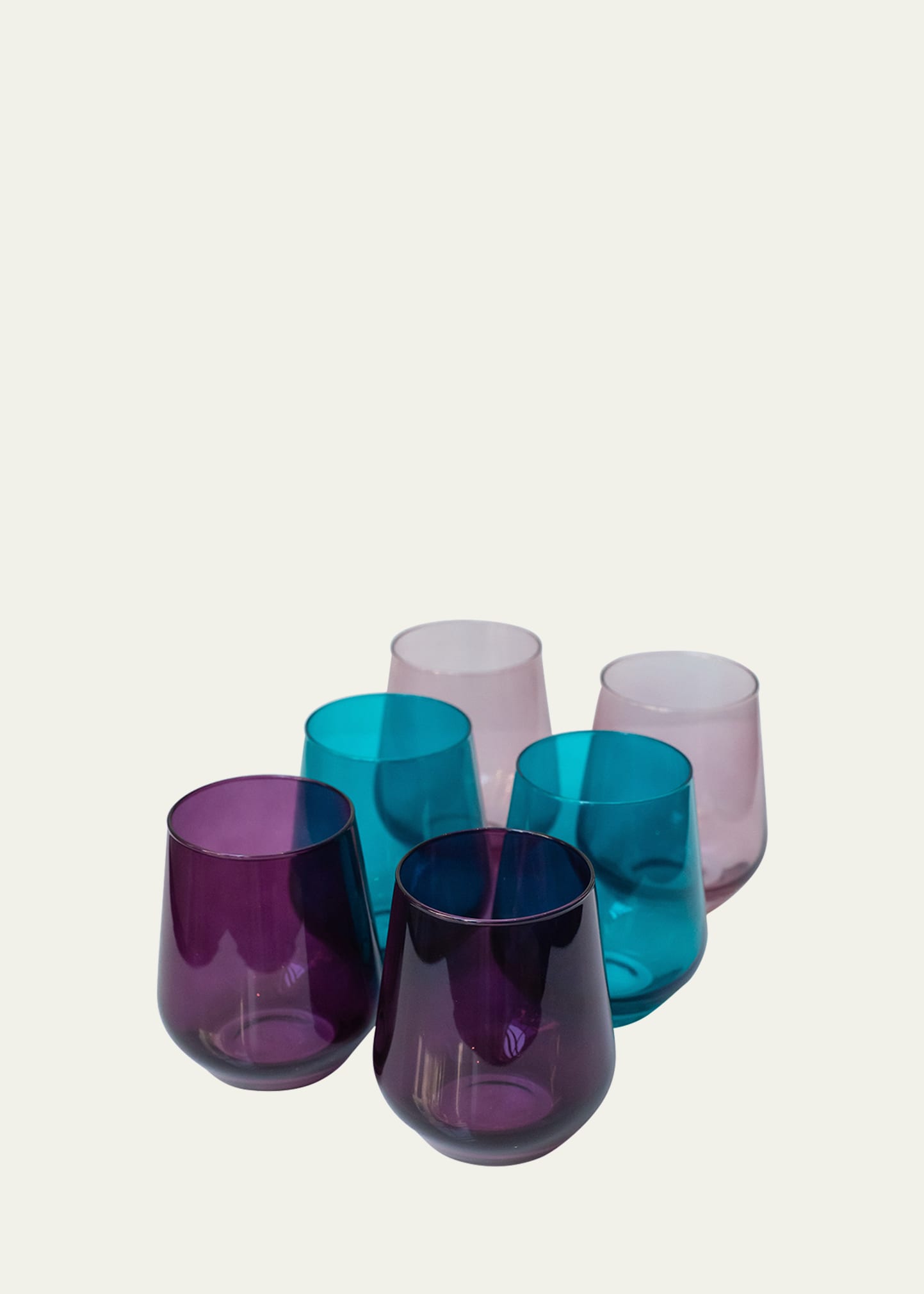 Estelle Colored Glass Fall Mixed Stemless Wine Glasses, Set Of 6 In Multi