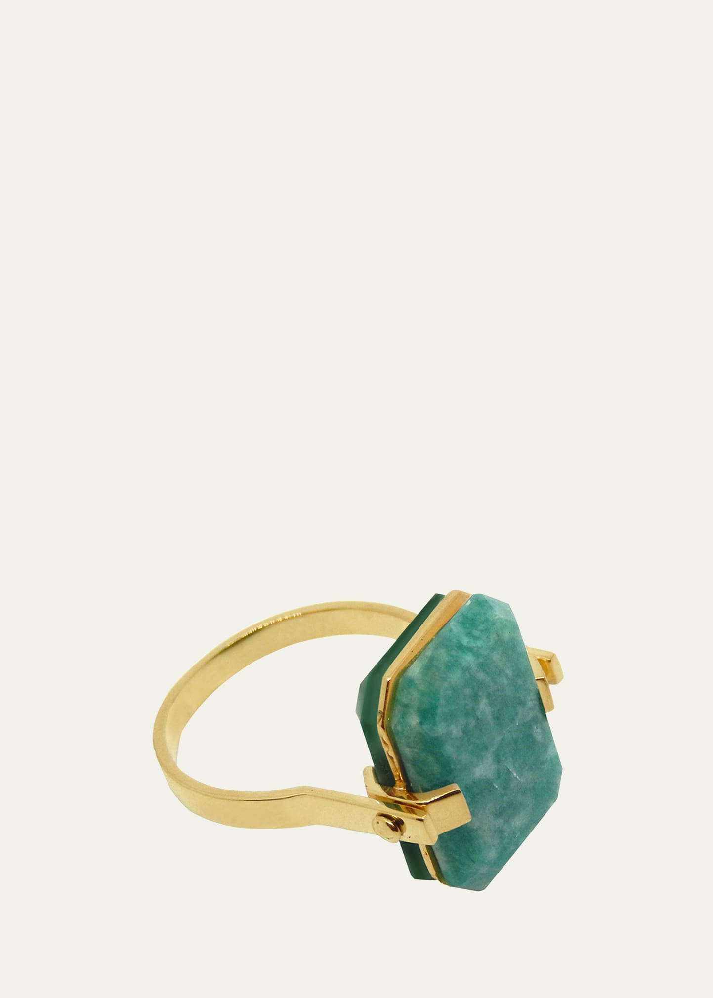 Deco Sandwich Ring with Amazonite and Green Agate