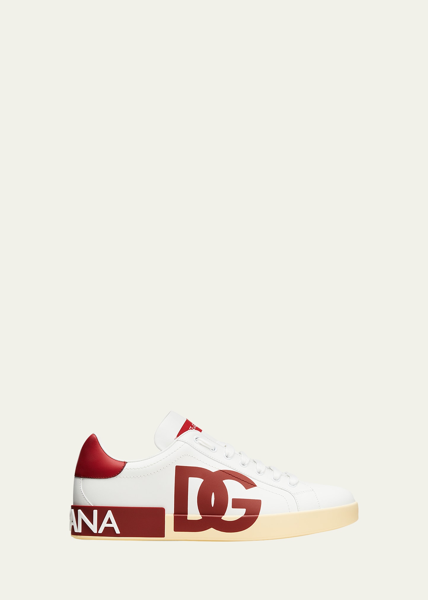 Dolce & Gabbana Logo-print Lace-up Sneakers In White/poppy