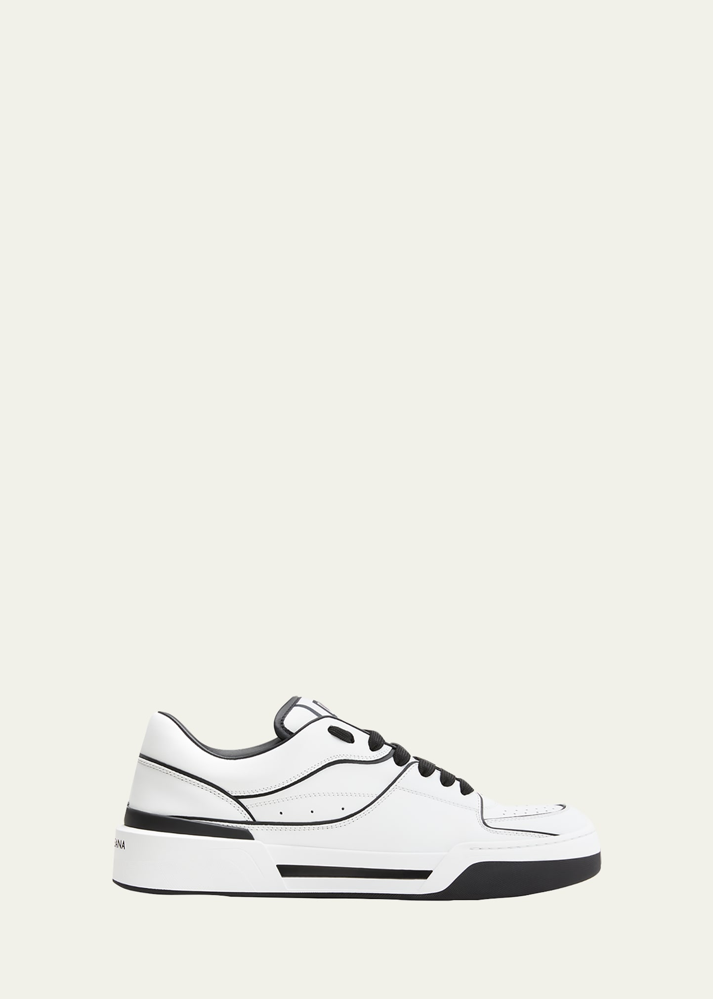 Shop Dolce & Gabbana Men's New Roma Bicolor Leather Low-top Sneakers In White/blck