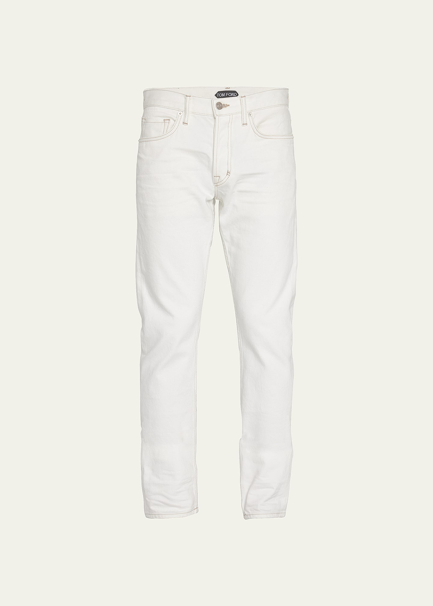 Tom Ford Men's 5-pocket Garment Dyed Jeans In White Solid
