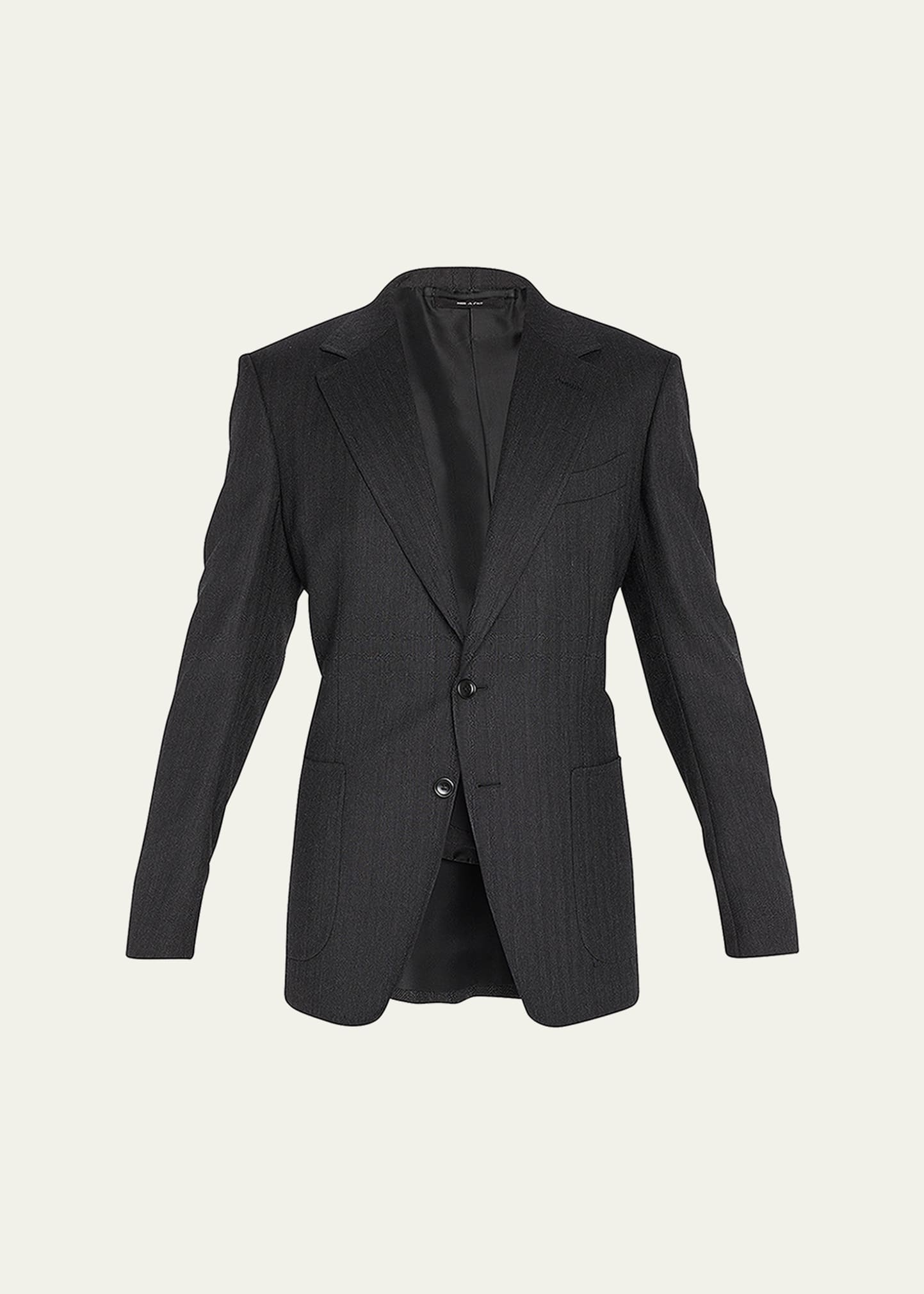 Tom Ford Men's Shelton Herringbone Dinner Jacket In Black Stripe