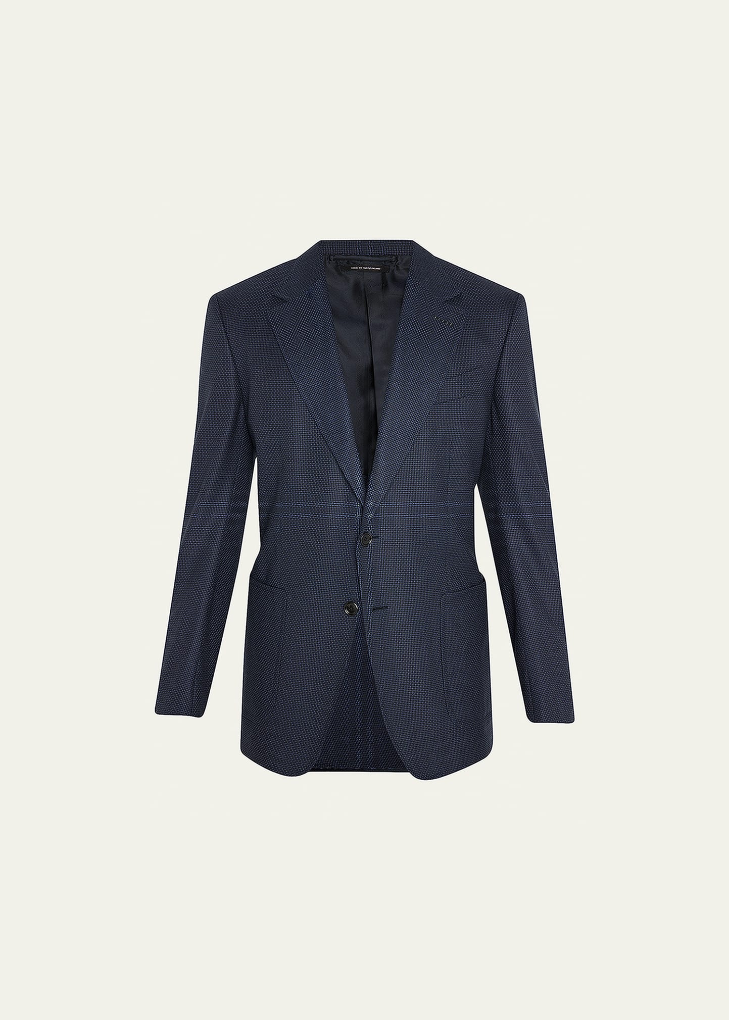 Tom Ford Men's Shelton Mouline Micro-weave Sport Jacket In Blue Navy Check