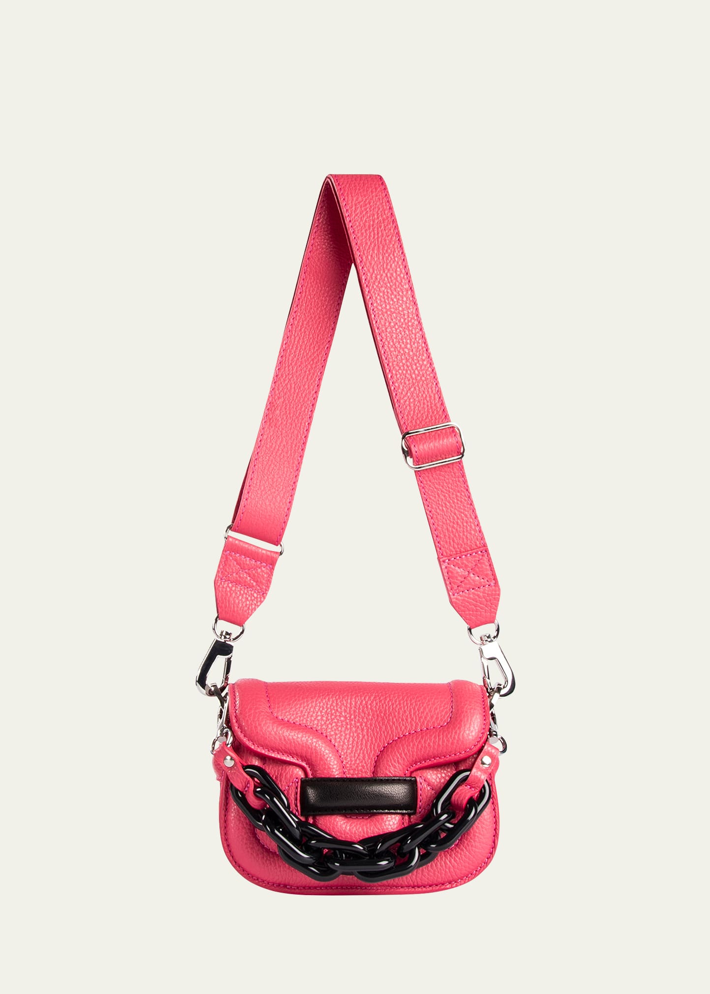 Pierre Hardy Alpha Micro Saddle Leather Crossbody Bag In Pink-black