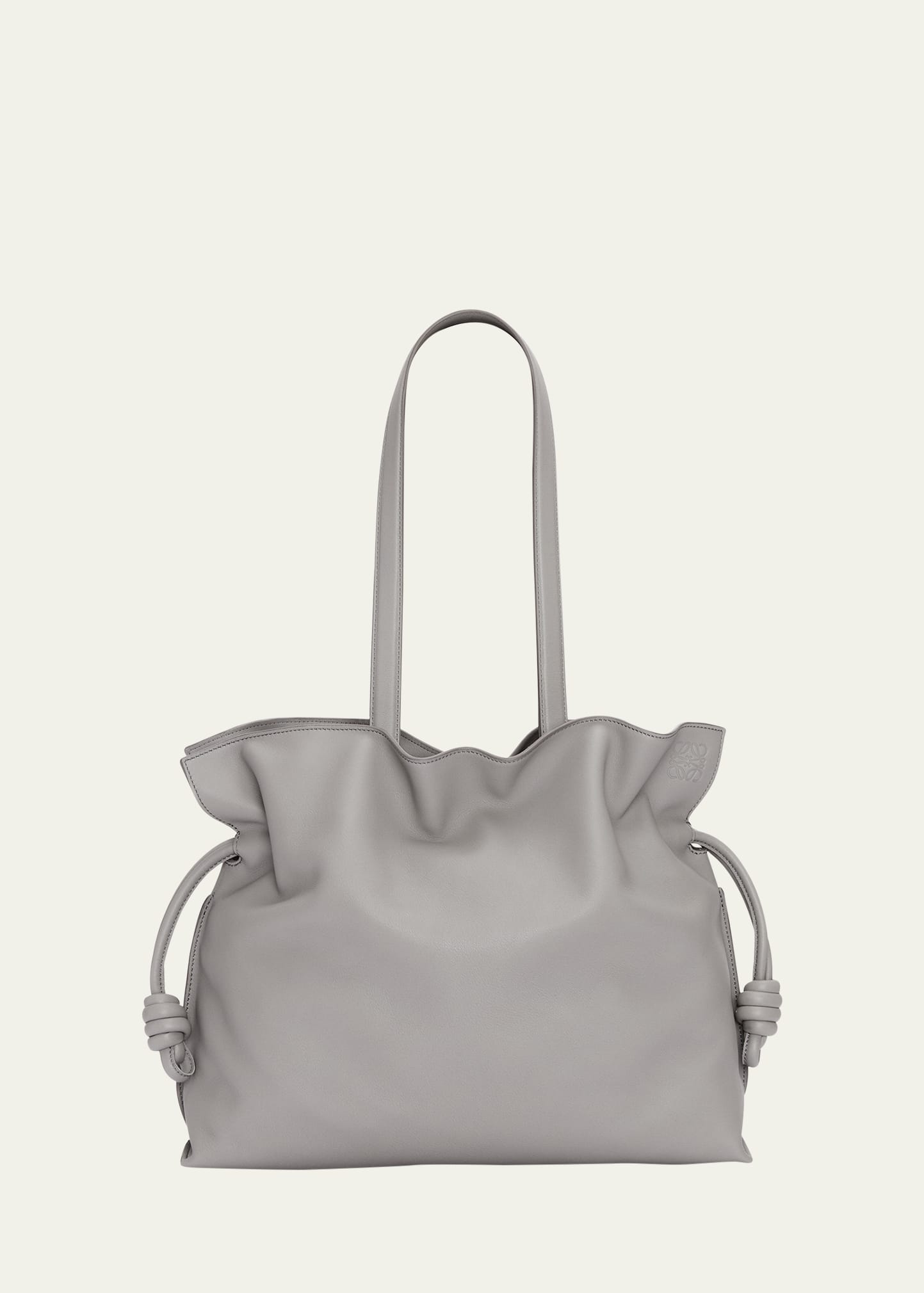 Loewe Flamenco Large Napa Tote Bag In Pearl Grey