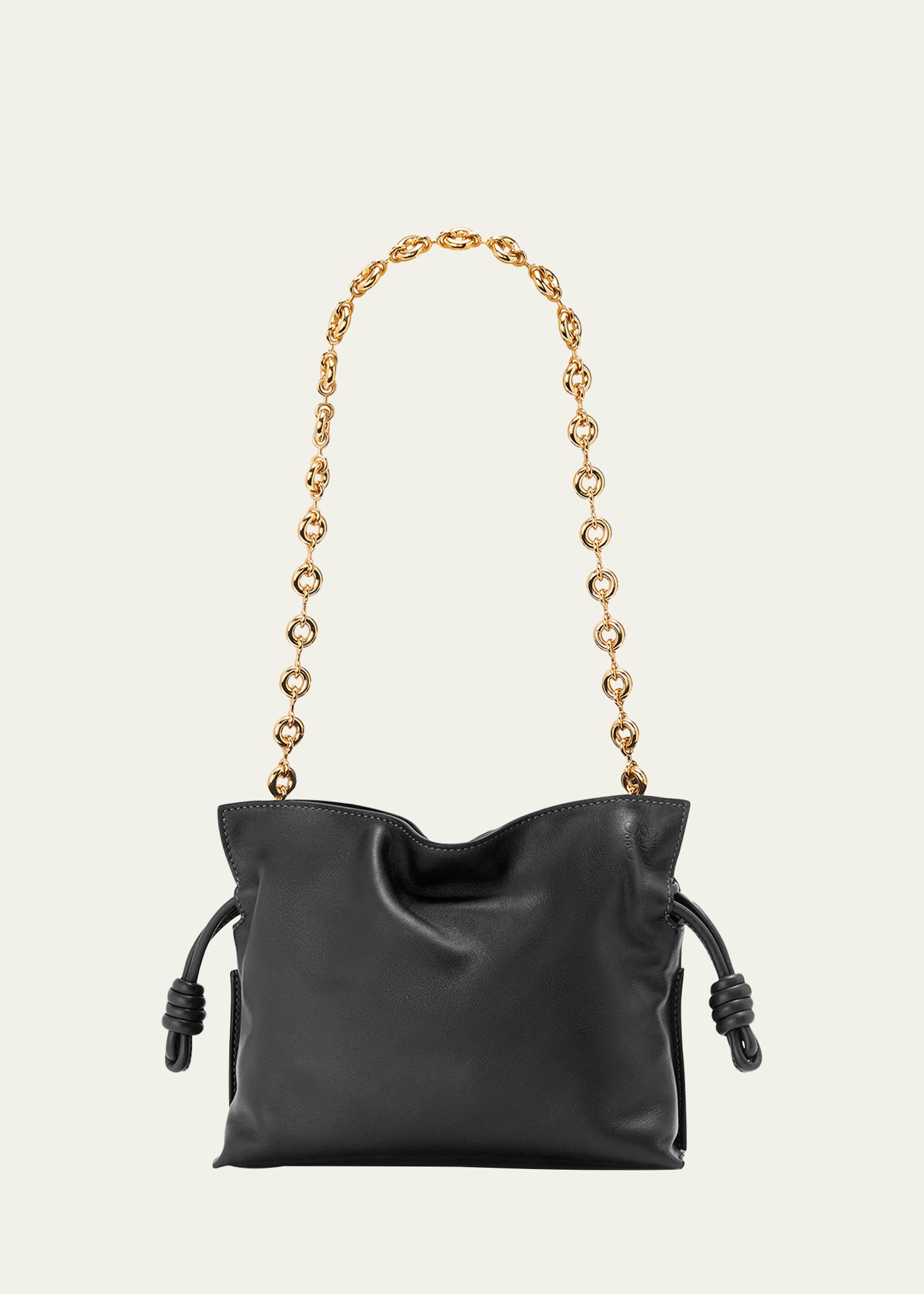 Loewe Flamenco Mini Napa Clutch Bag With Chain In Black