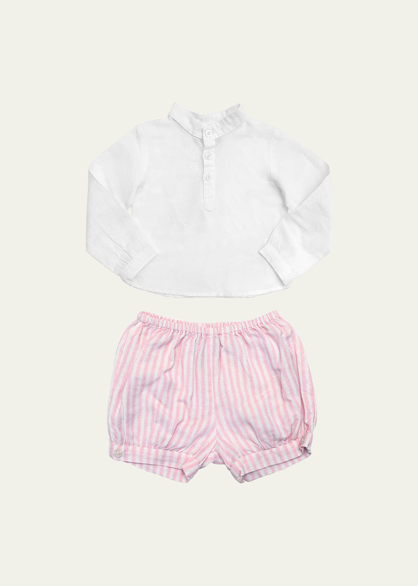 Louelle Girl's Blouse W/ Bloomers Two-piece Set In Blossom Pink