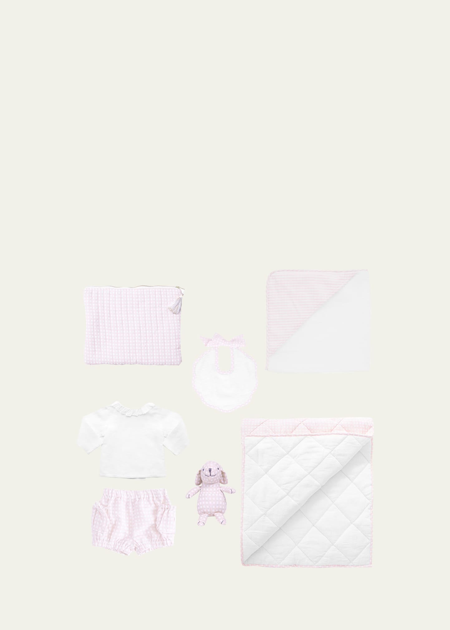 Louelle Luxe Baby Gift Set In Dusty Pink Gingha