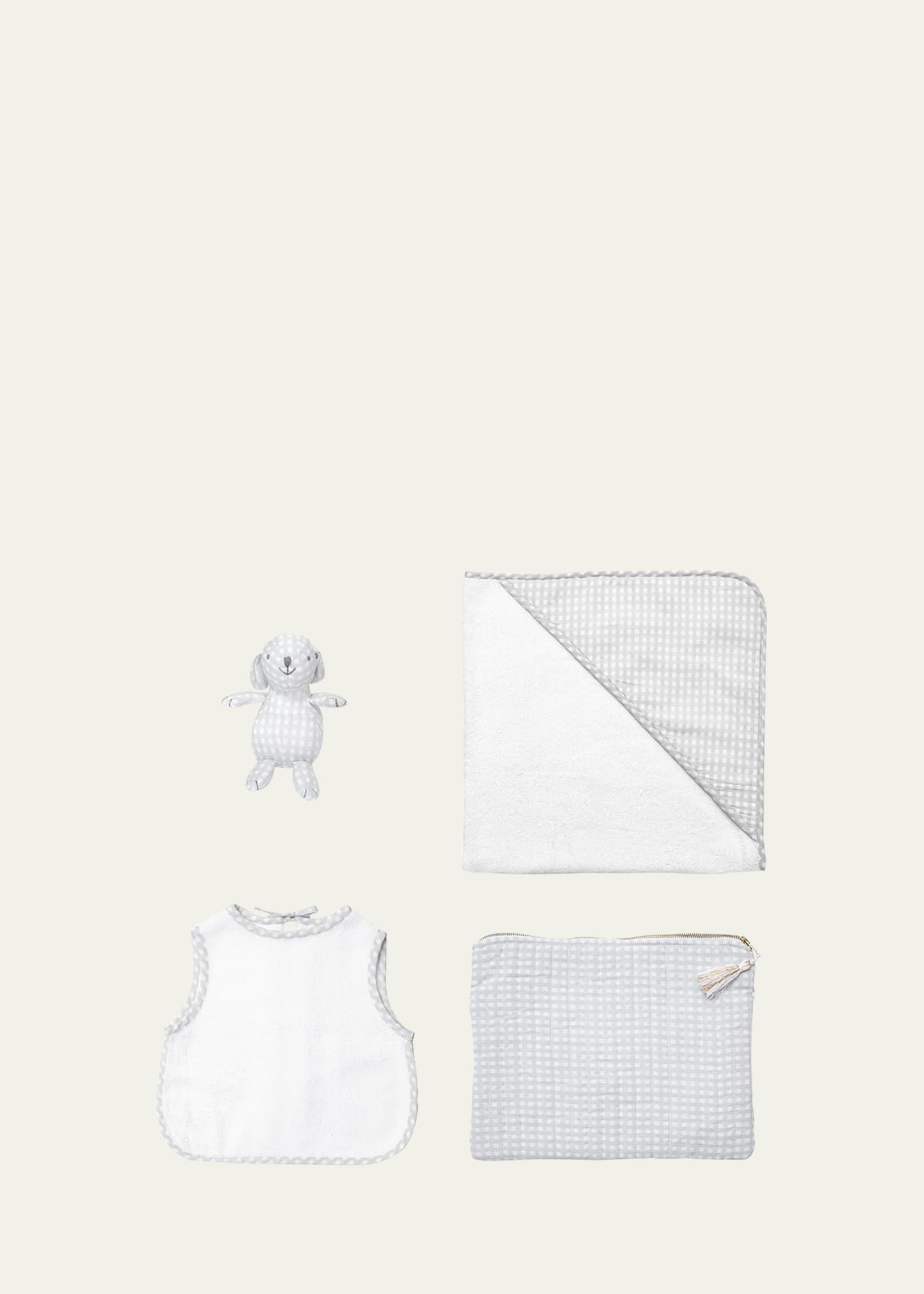Louelle Luxe Baby Gift Set In Grey Gingham 2