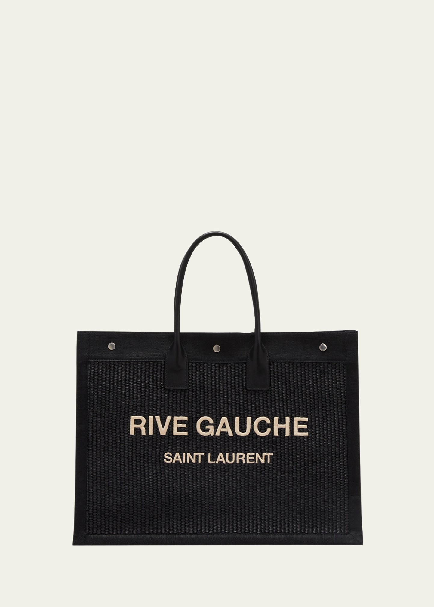 Saint Laurent Rive Gauche Raffia Tote Bag - Neutrals